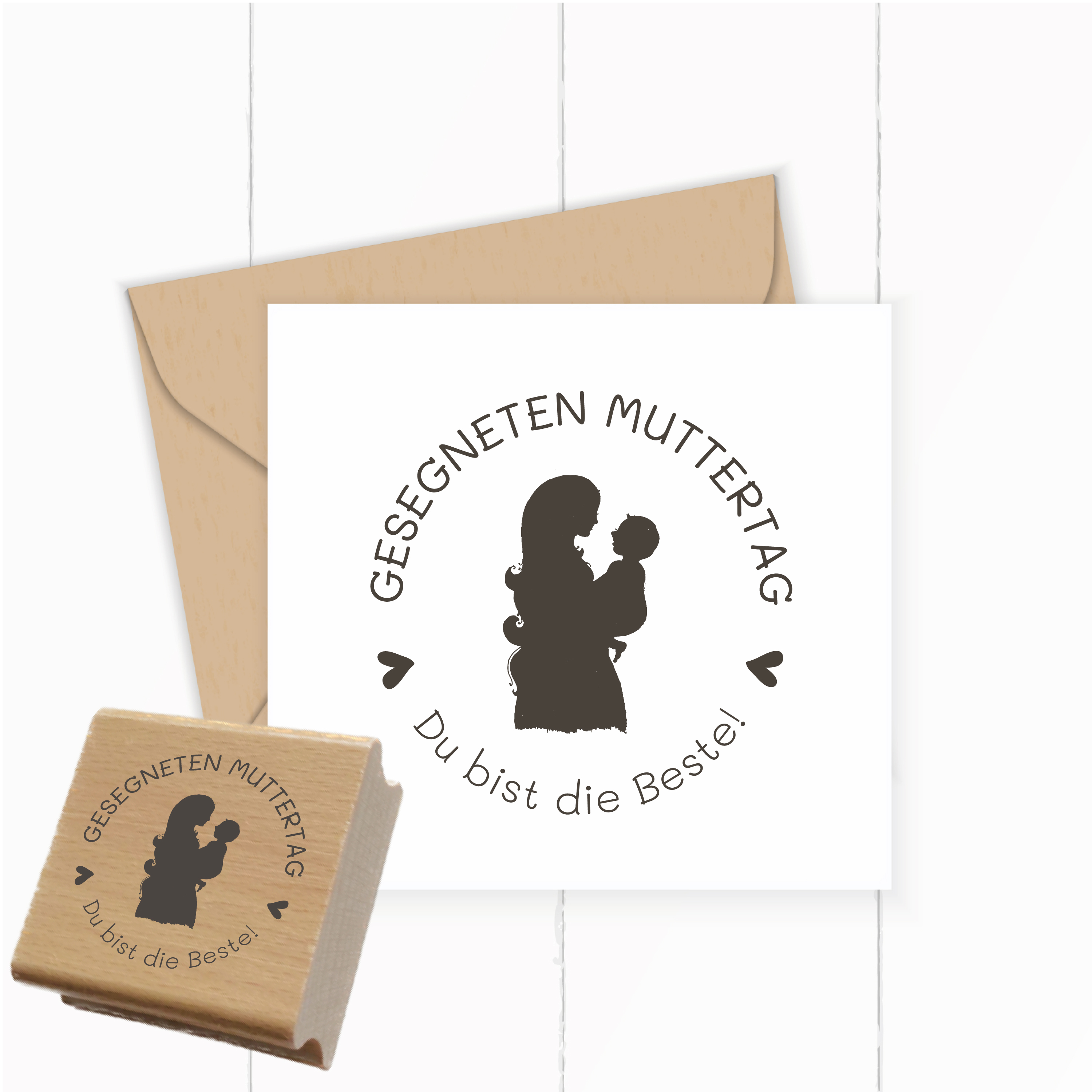 Muttertag Stempel mit Du bist die Beste Schriftzug