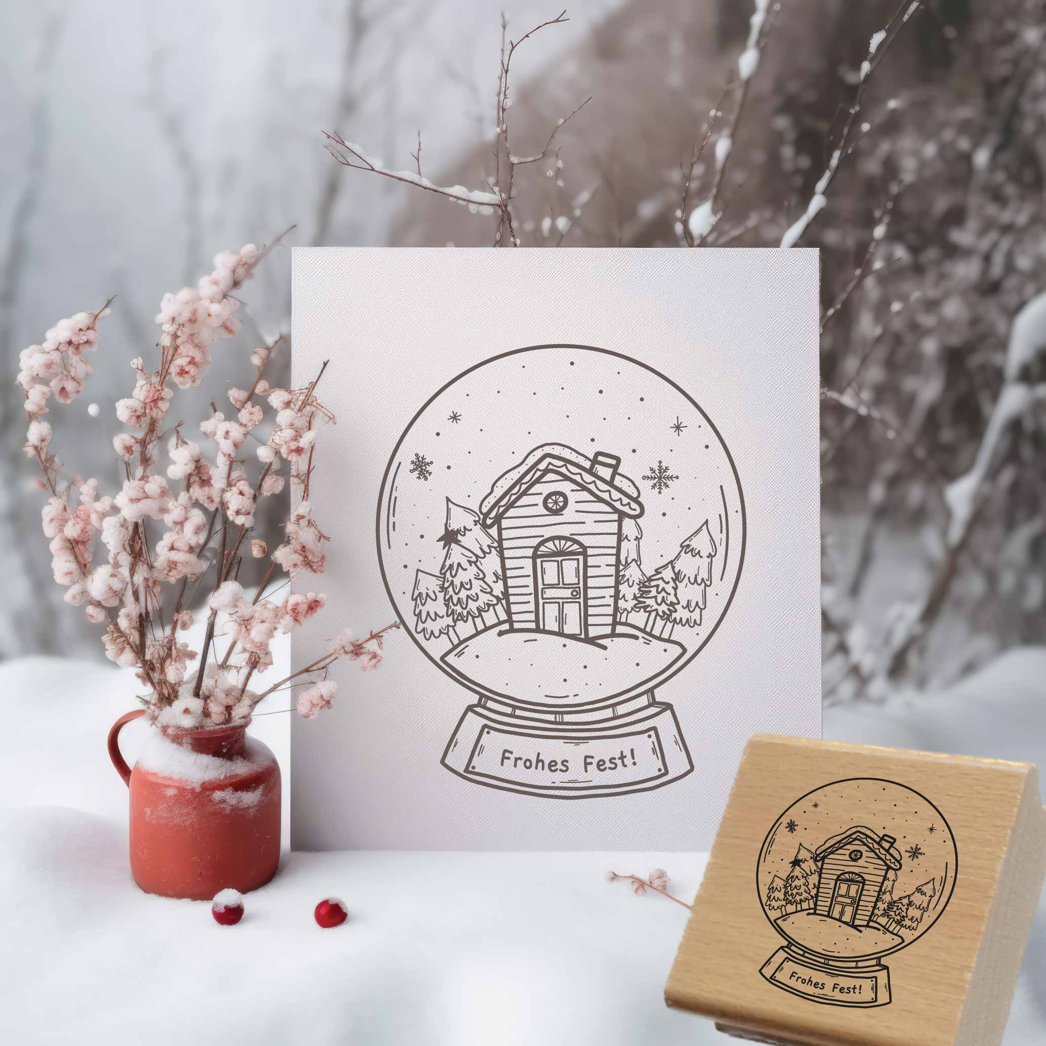 Weihnachtsstempel „Frohes Fest“ Schneekugel