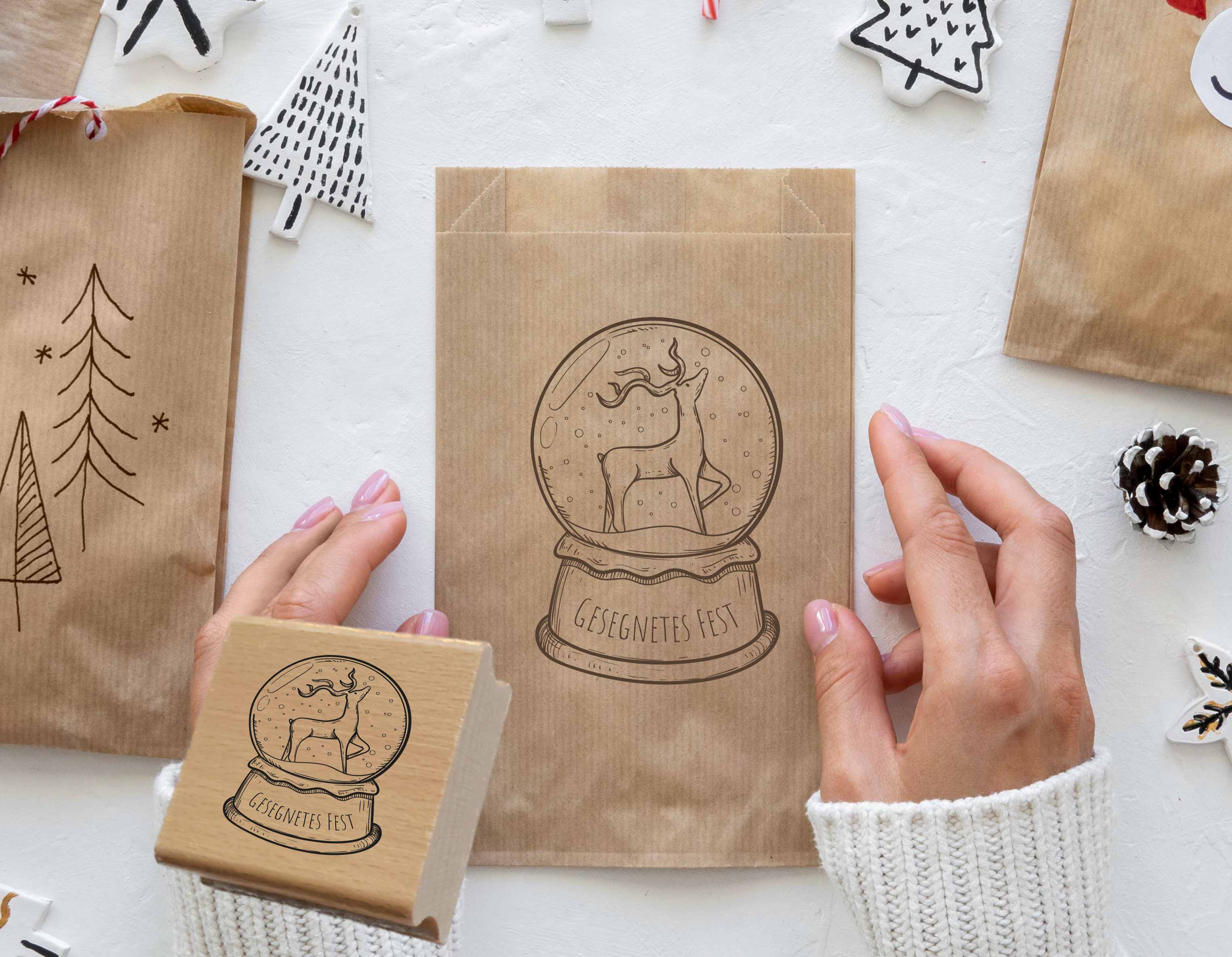 Christlicher Weihnachtsstempel „Gesegnetes Fest“ Schneekugel