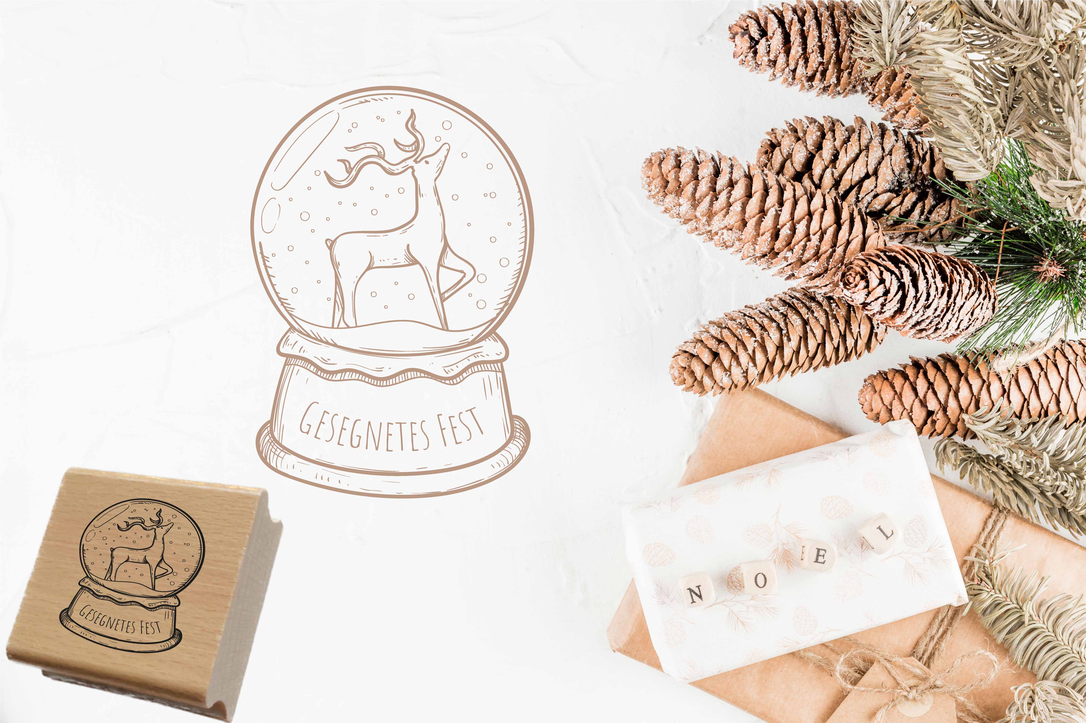 Christlicher Weihnachtsstempel „Gesegnetes Fest“ Schneekugel