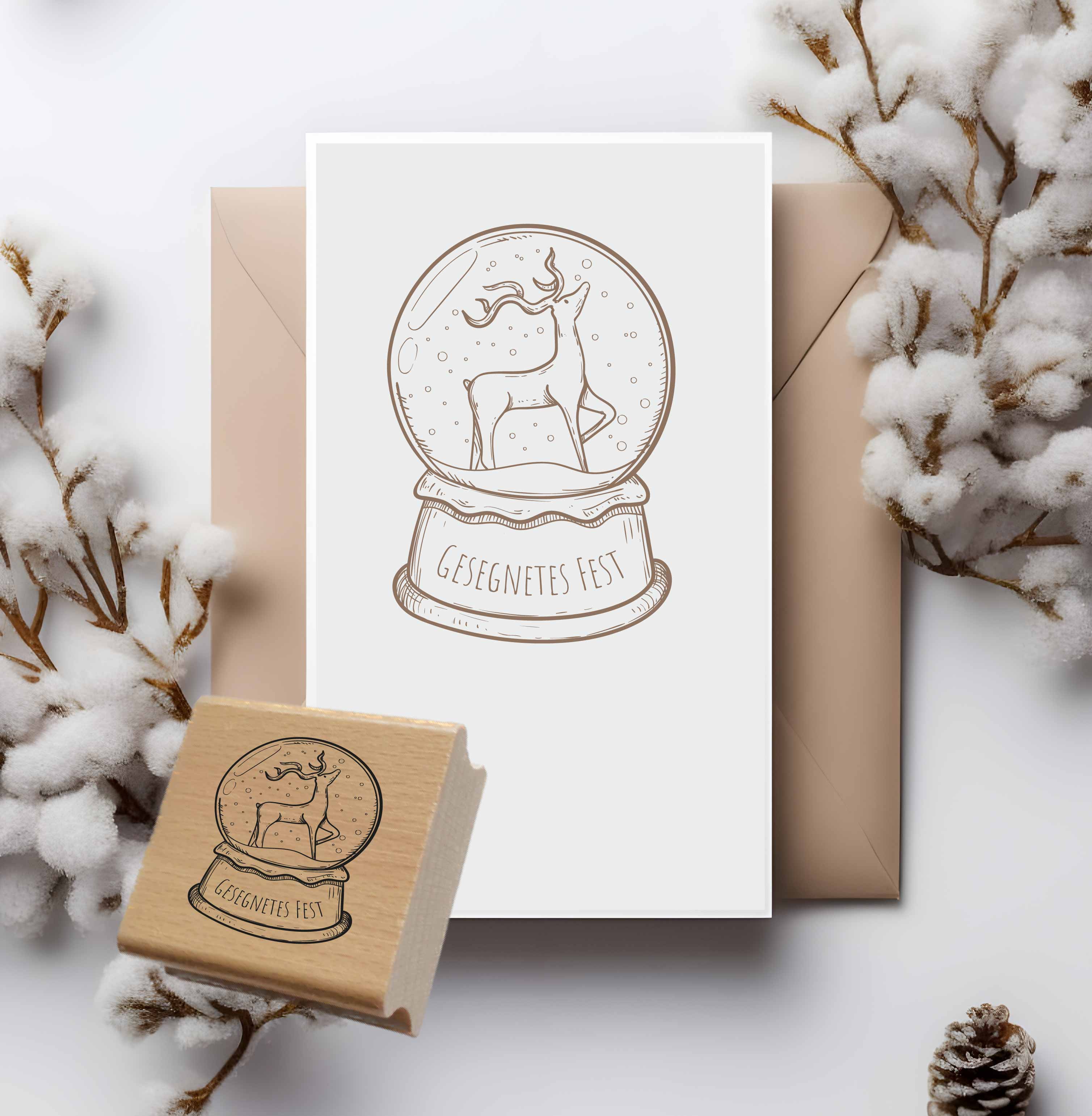 Christlicher Weihnachtsstempel „Gesegnetes Fest“ Schneekugel