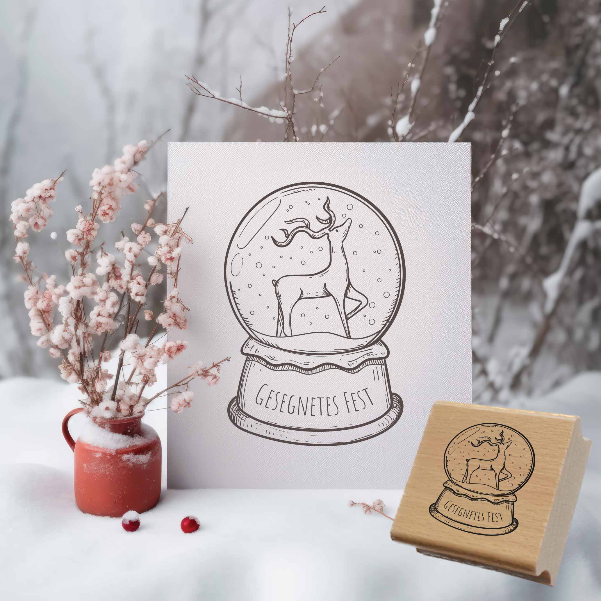 Christlicher Weihnachtsstempel „Gesegnetes Fest“ Schneekugel