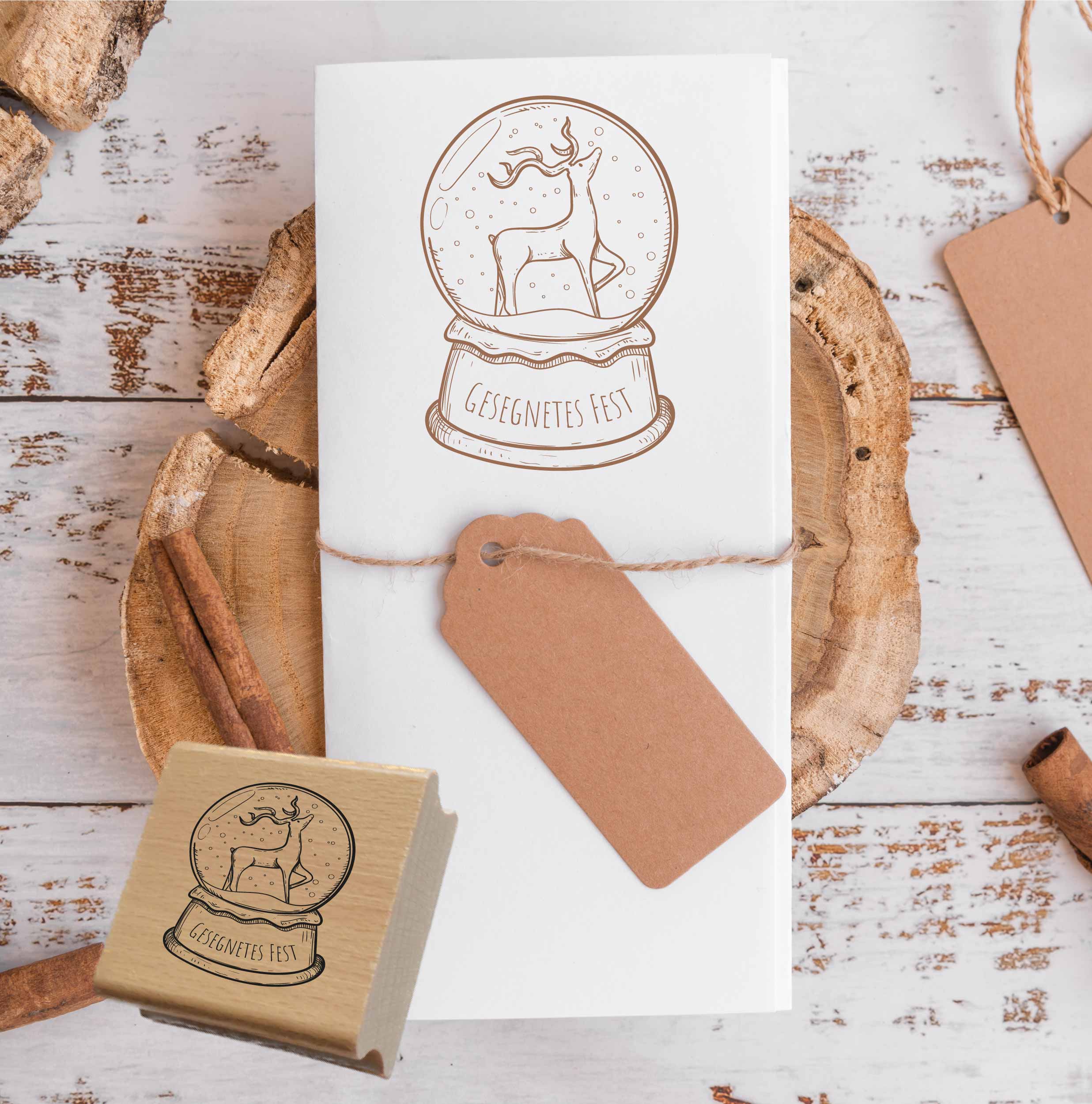 Christlicher Weihnachtsstempel „Gesegnetes Fest“ Schneekugel