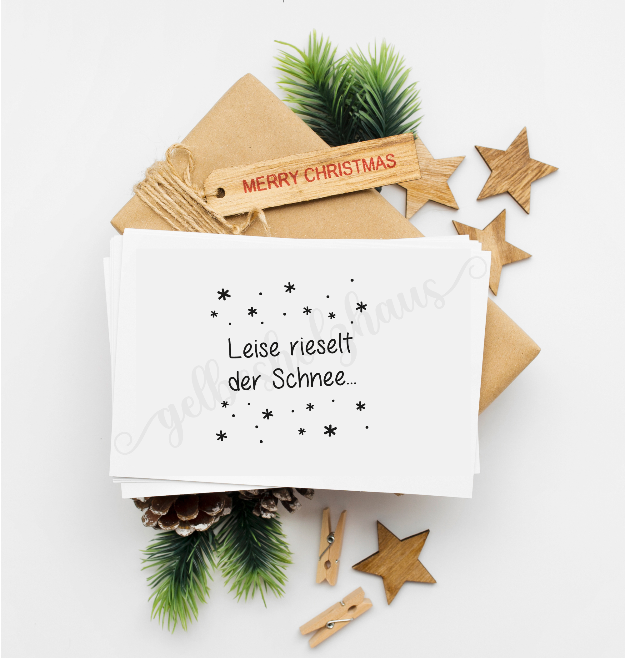 Weihnachtsstempel „Leise rieselt der Schnee...“