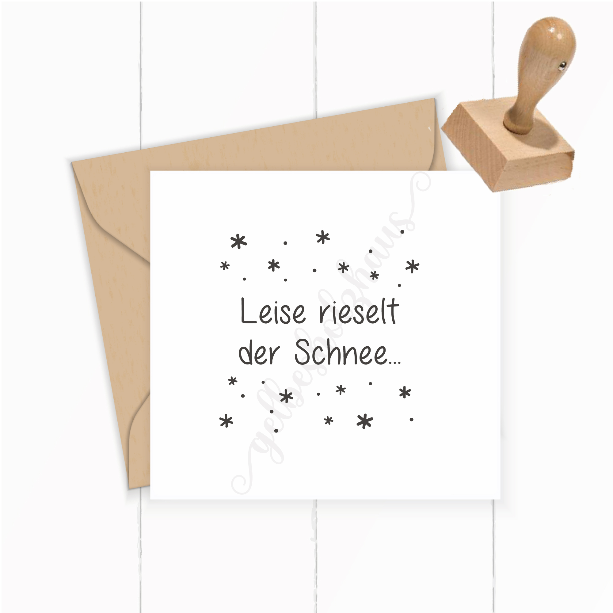 Weihnachtsstempel „Leise rieselt der Schnee...“
