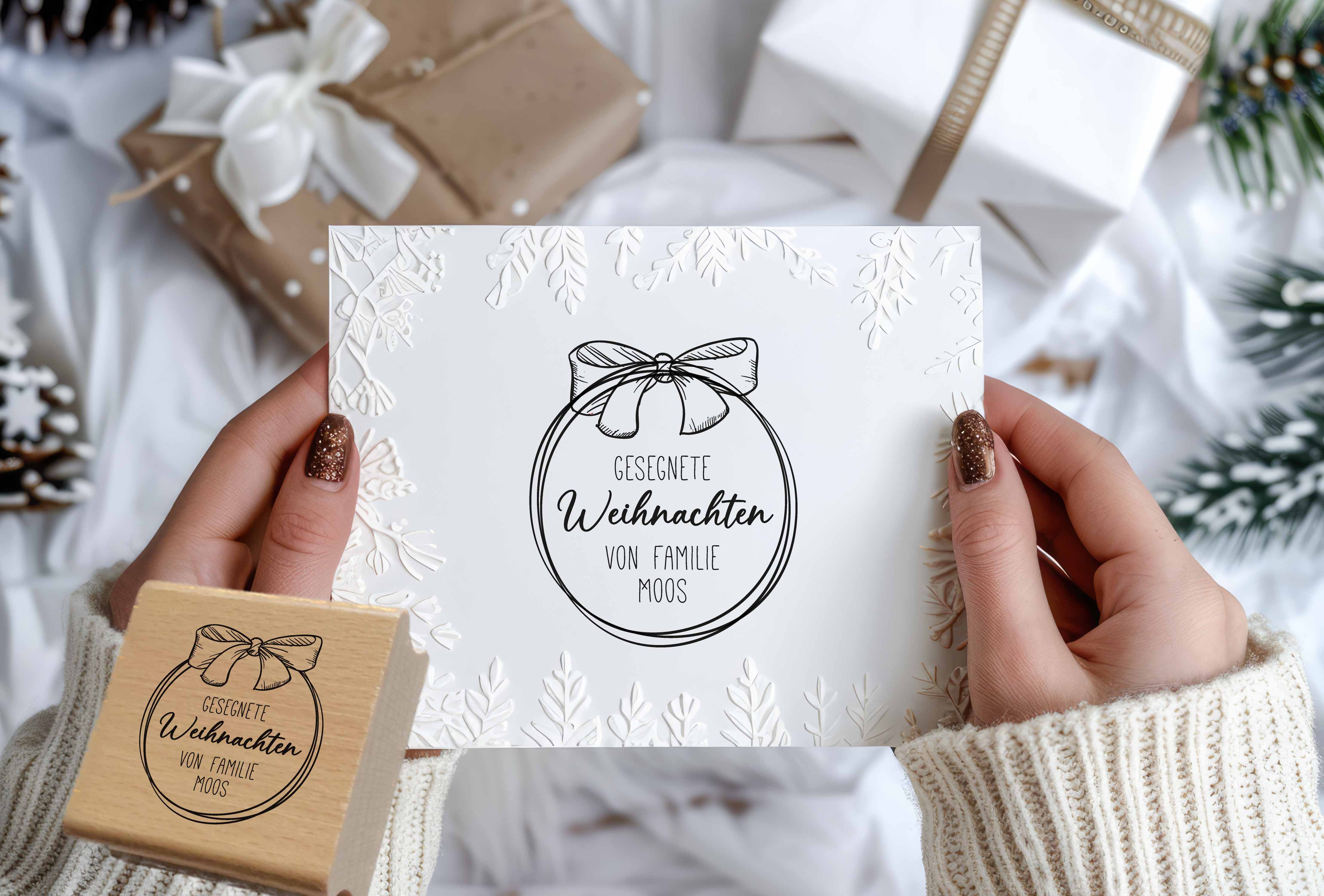 Personalisierter Weihnachtsstempel „Gesegnete Weihnachten“ | 4-10 cm "Moos"