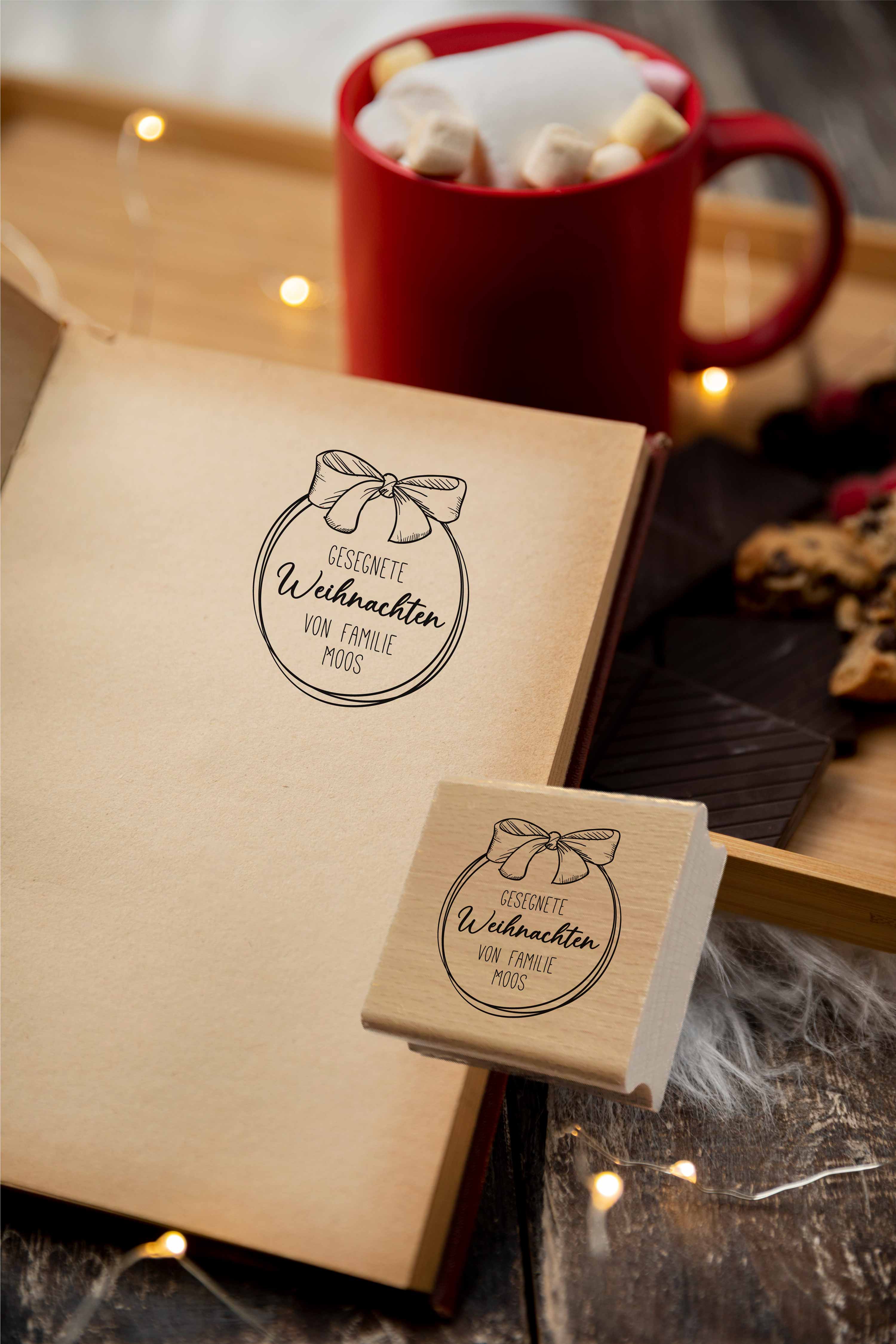 Personalisierter Weihnachtsstempel „Gesegnete Weihnachten“ | 4-10 cm "Moos"