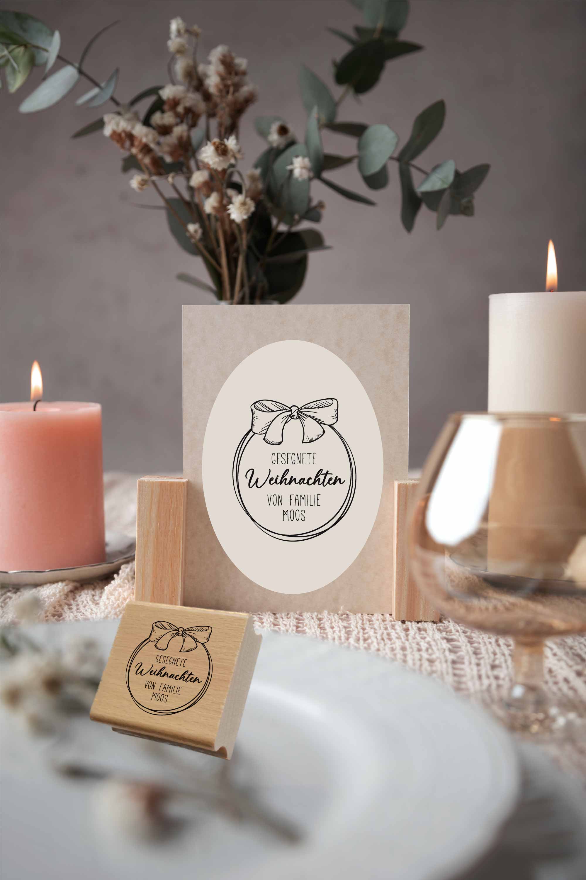 Personalisierter Weihnachtsstempel „Gesegnete Weihnachten“ | 4-10 cm "Moos"