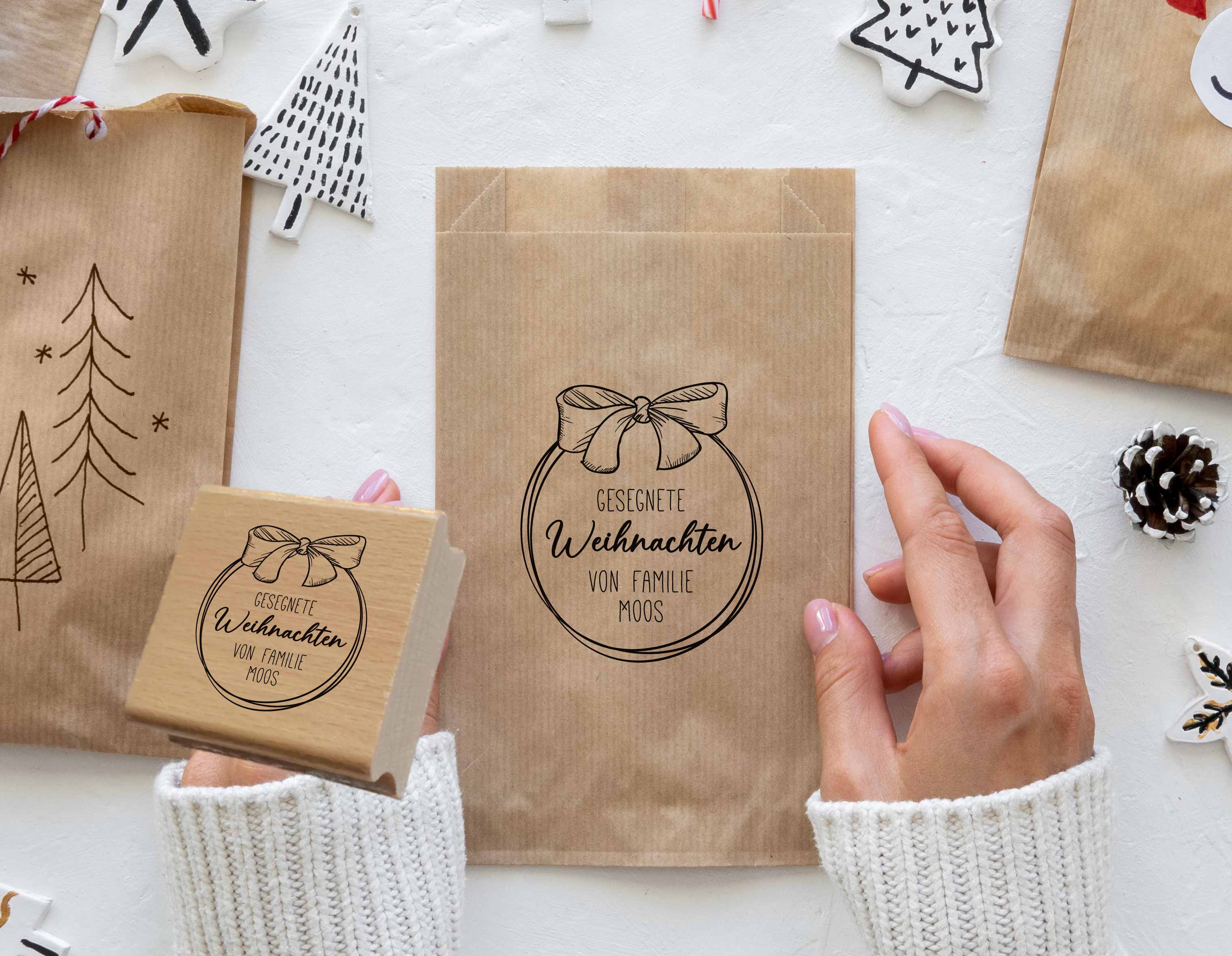 Personalisierter Weihnachtsstempel „Gesegnete Weihnachten“ | 4-10 cm "Moos"