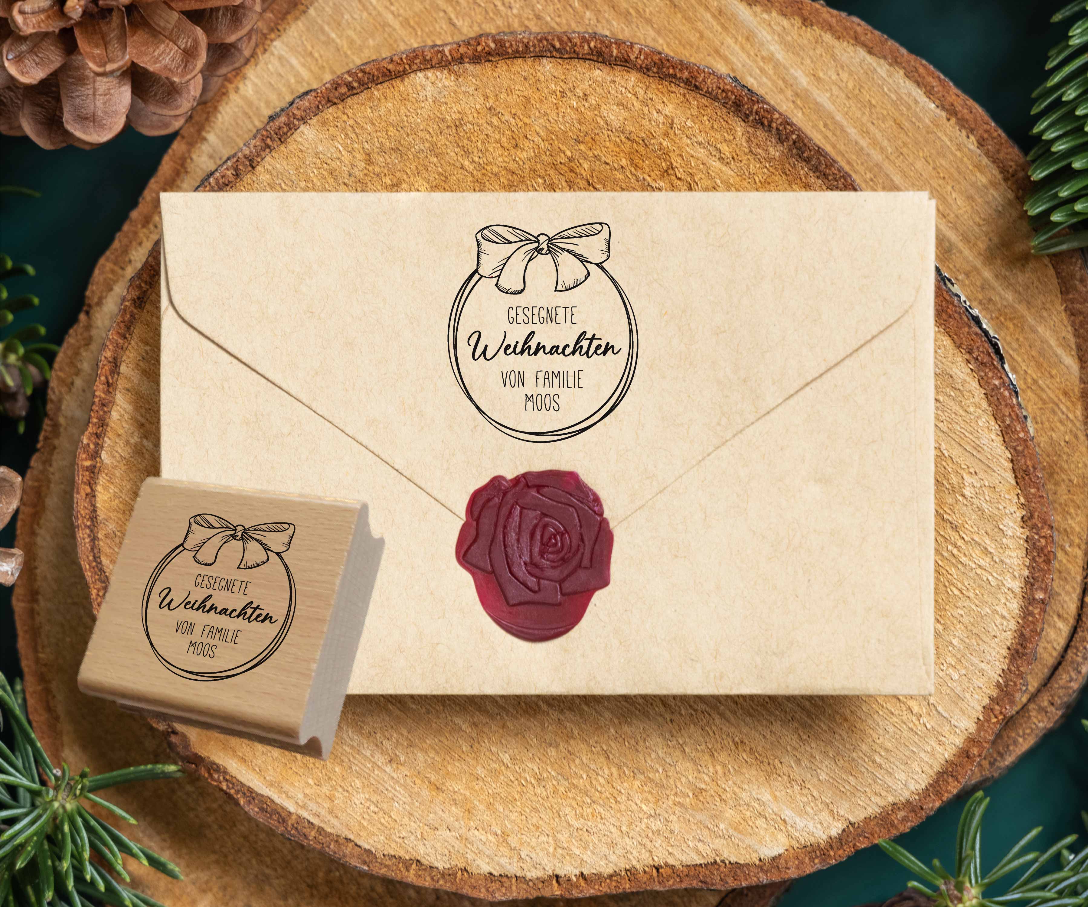Personalisierter Weihnachtsstempel „Gesegnete Weihnachten“ | 4-10 cm "Moos"