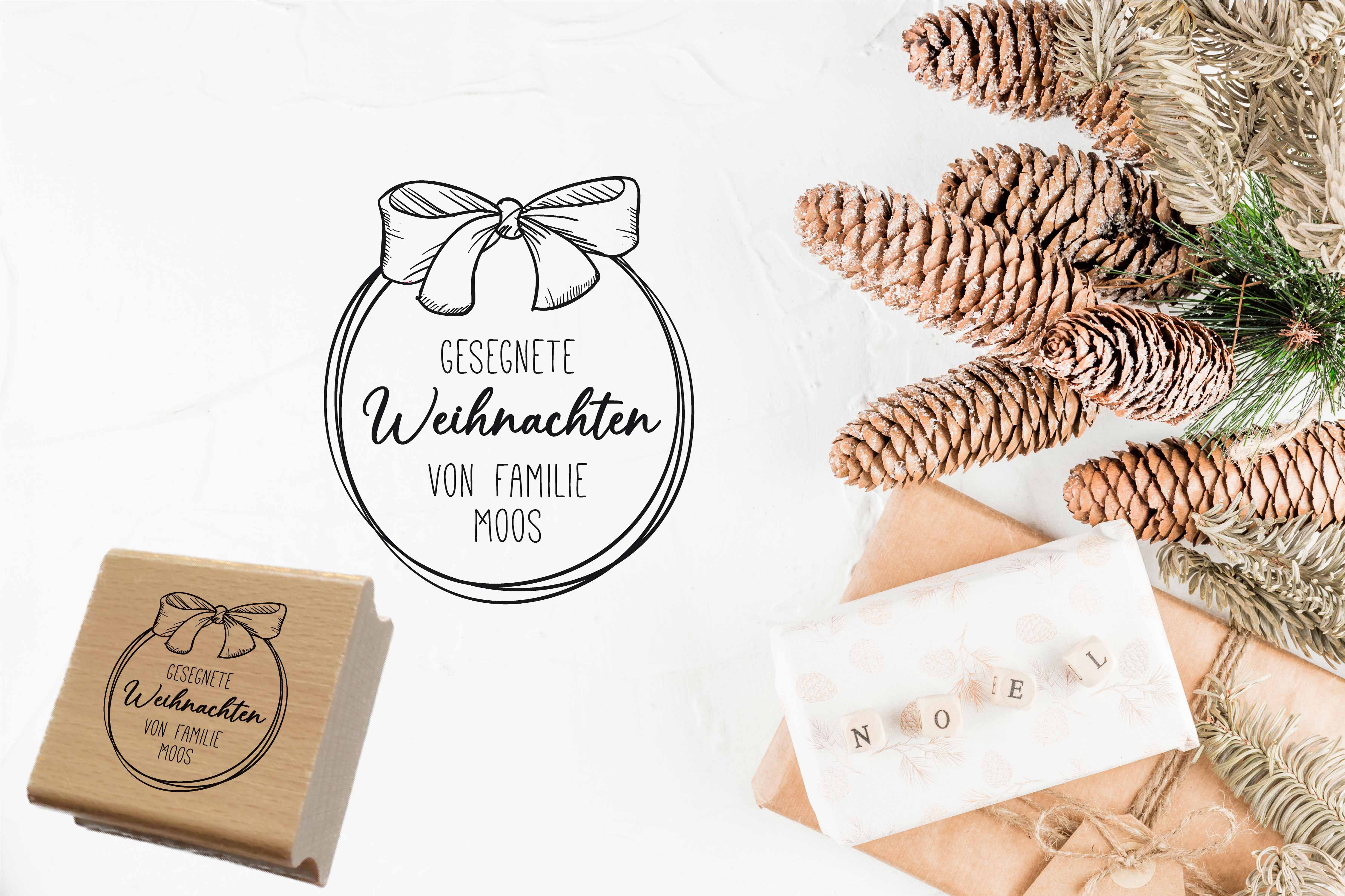 Personalisierter Weihnachtsstempel „Gesegnete Weihnachten“ | 4-10 cm "Moos"