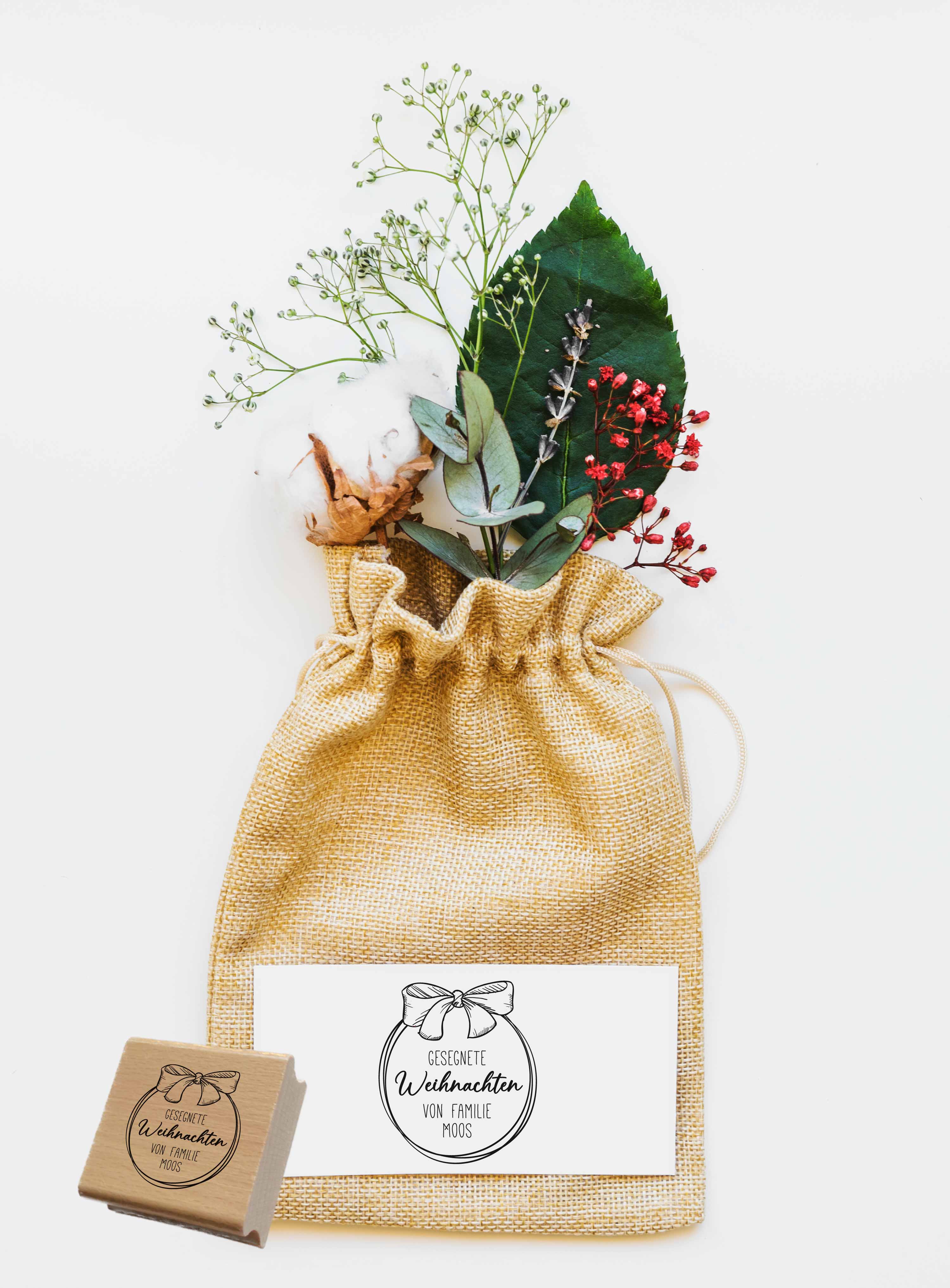 Personalisierter Weihnachtsstempel „Gesegnete Weihnachten“ | 4-10 cm "Moos"