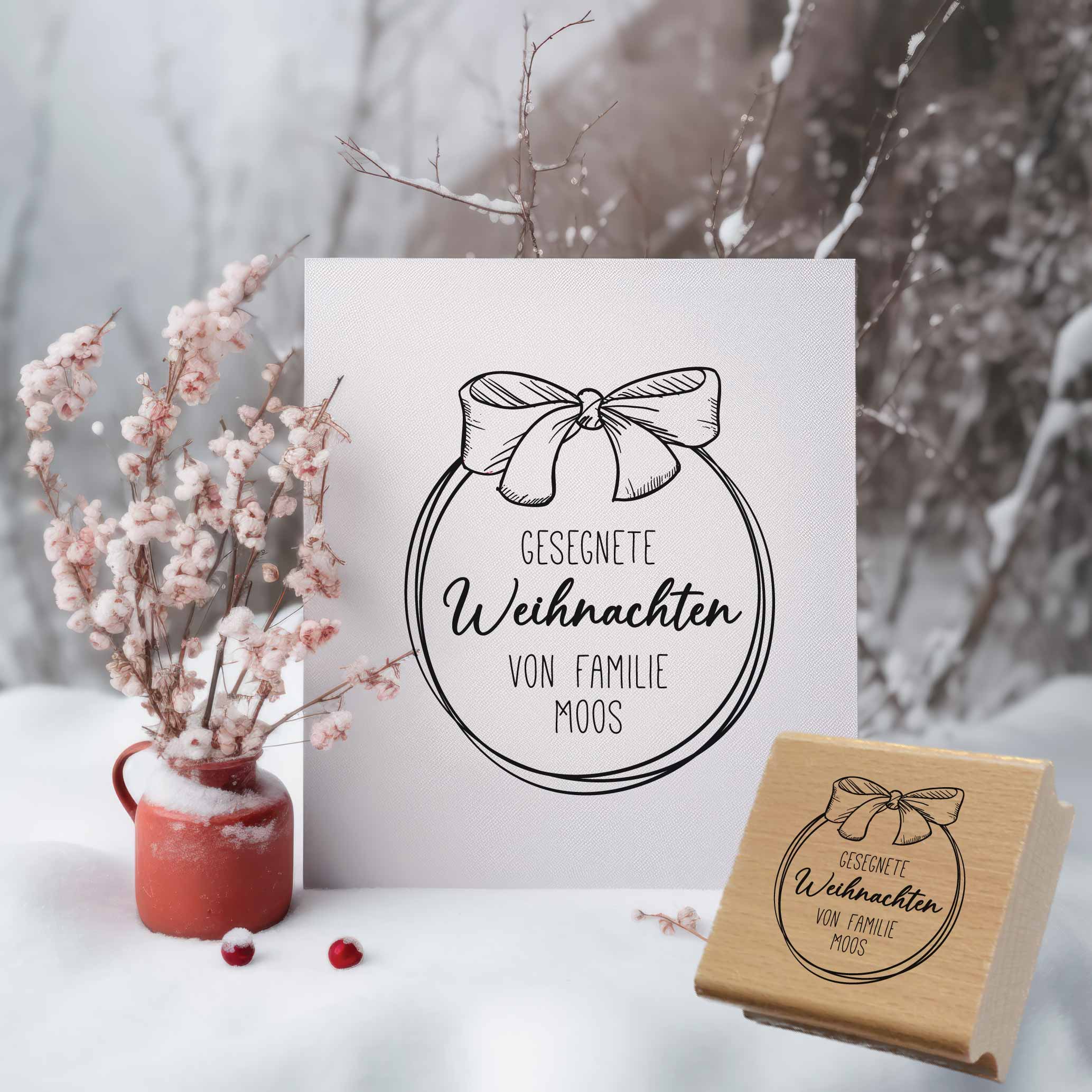 Personalisierter Weihnachtsstempel „Gesegnete Weihnachten“ | 4-10 cm "Moos"