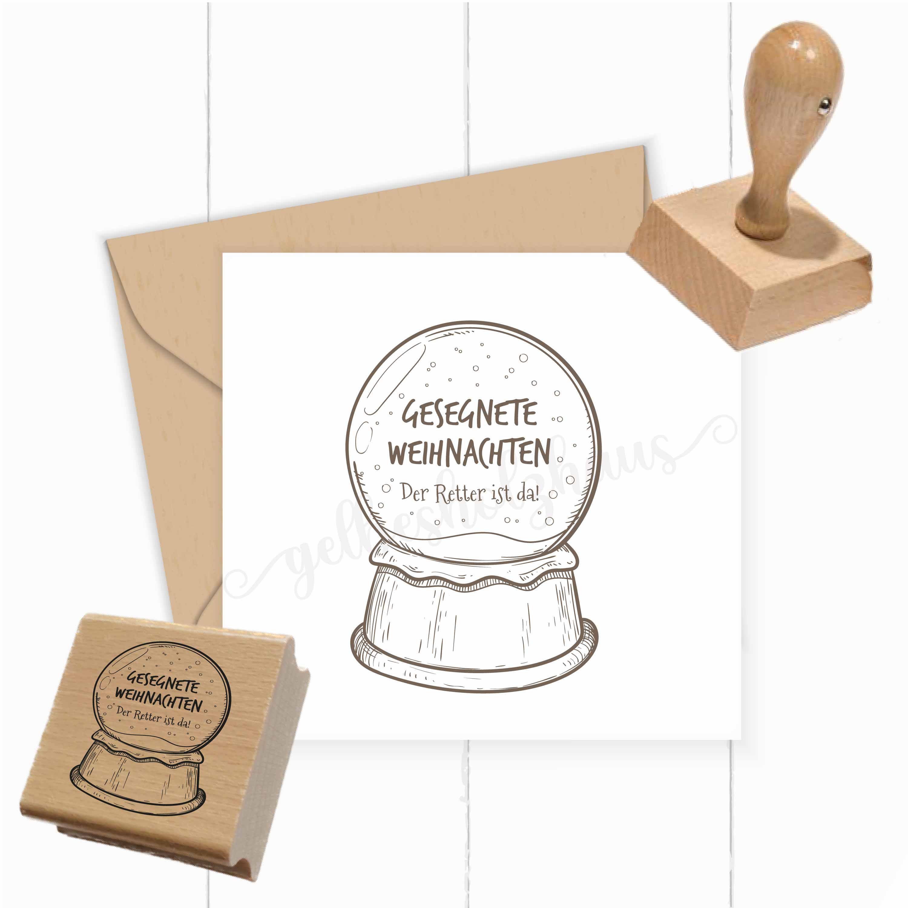 Christlicher Weihnachtsstempel „Der Retter ist da!“ Schneekugel - ST0791