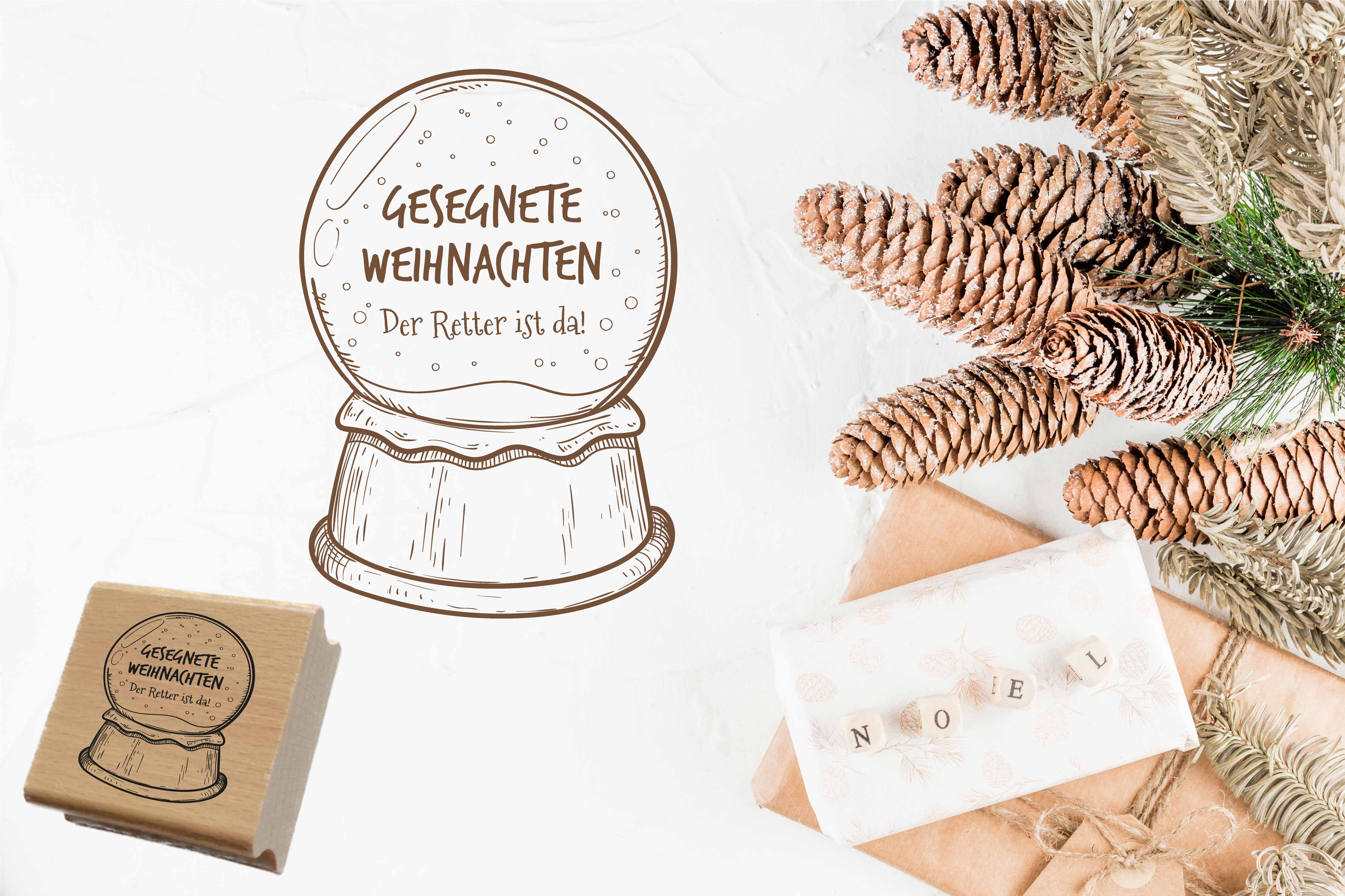 Christlicher Weihnachtsstempel „Der Retter ist da!“ Schneekugel