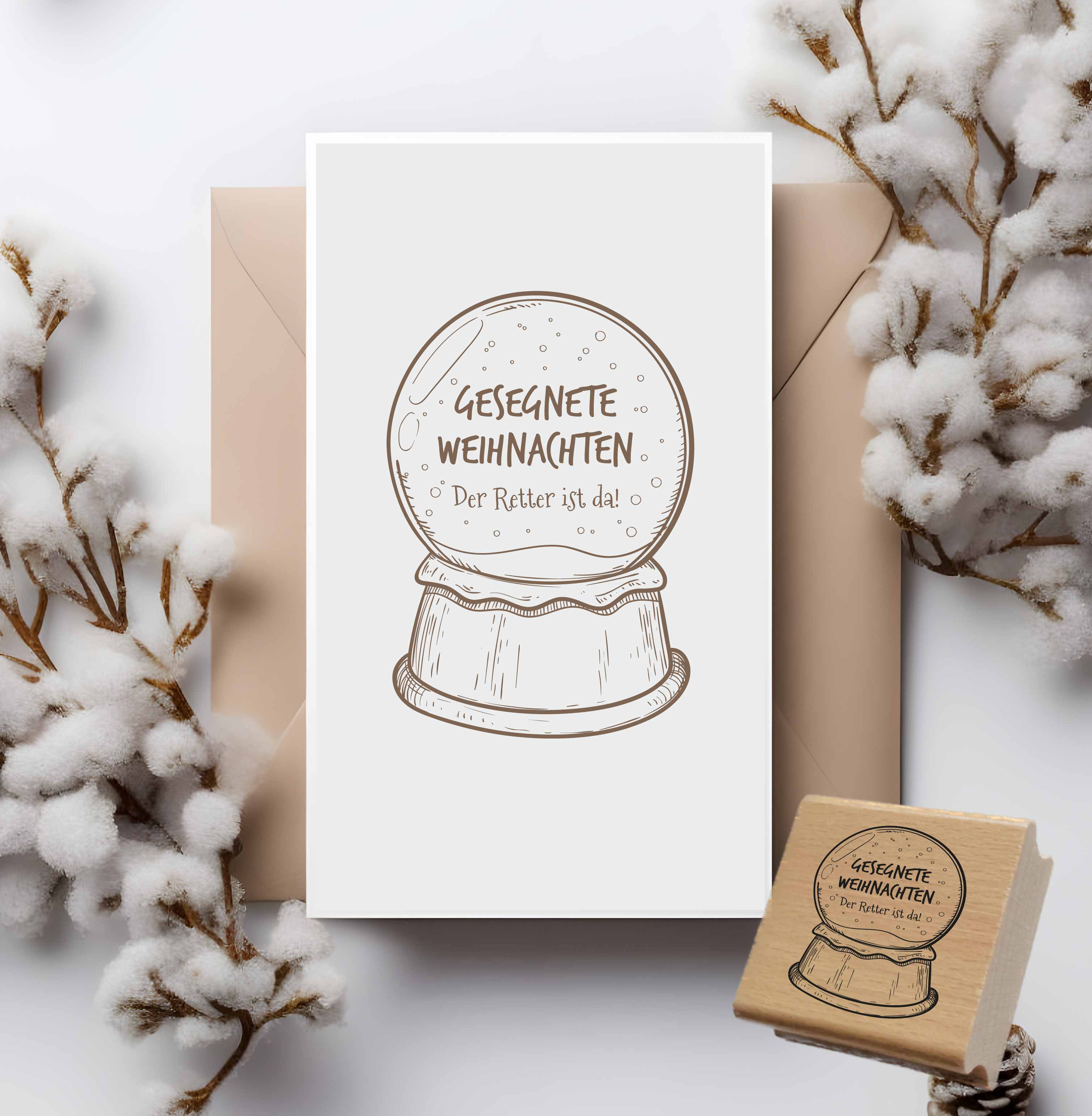 Christlicher Weihnachtsstempel „Der Retter ist da!“ Schneekugel