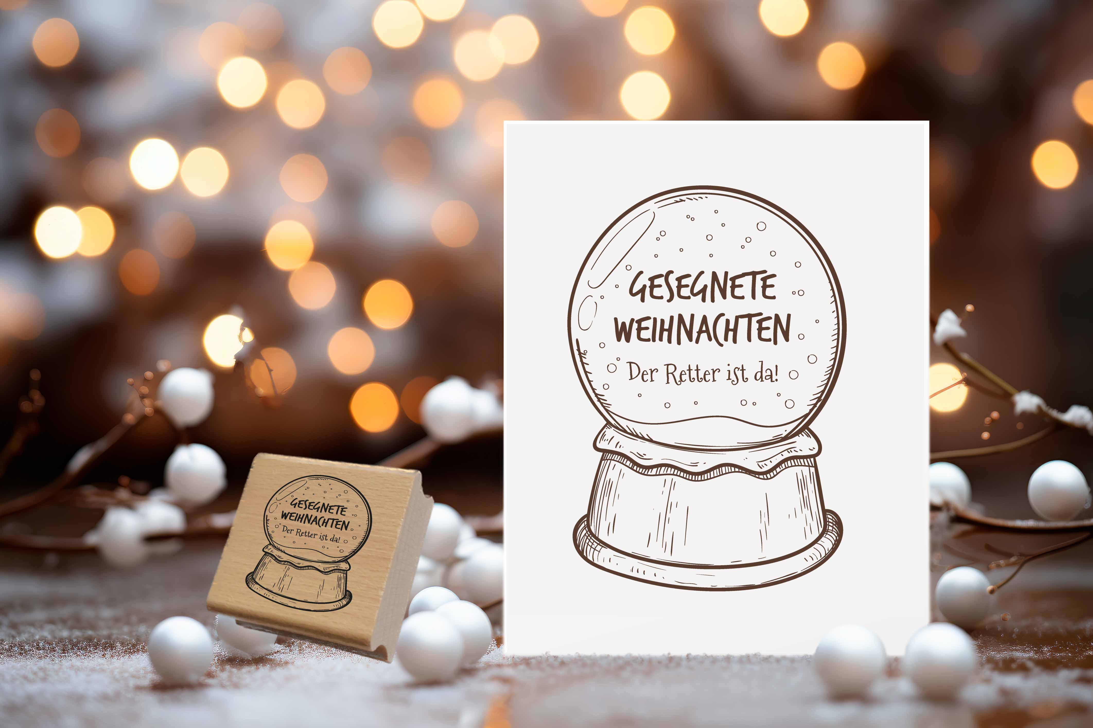 Christlicher Weihnachtsstempel „Der Retter ist da!“ Schneekugel