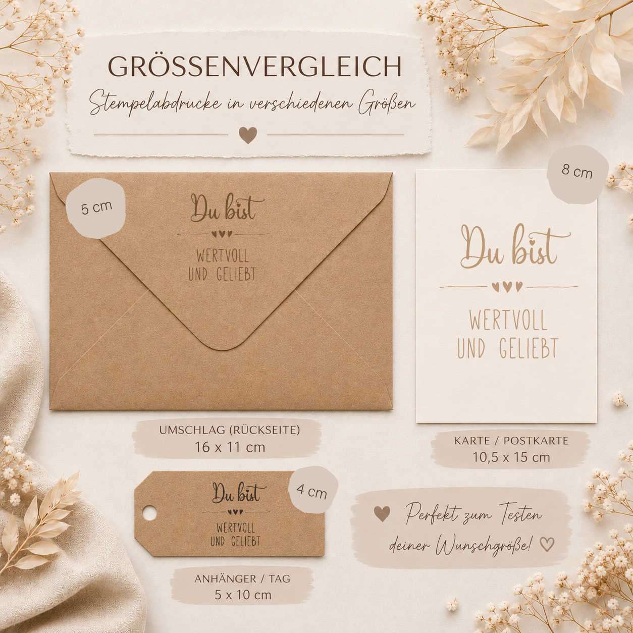 Stempel mit 10 liebevollen Motiven – Sprüche & Segenswünsche