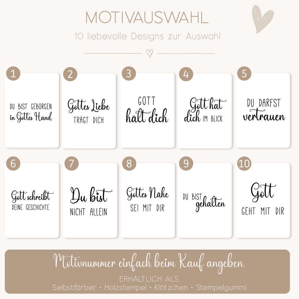 Stempel mit liebem Segensspruch – 10 Motive zur Auswahl