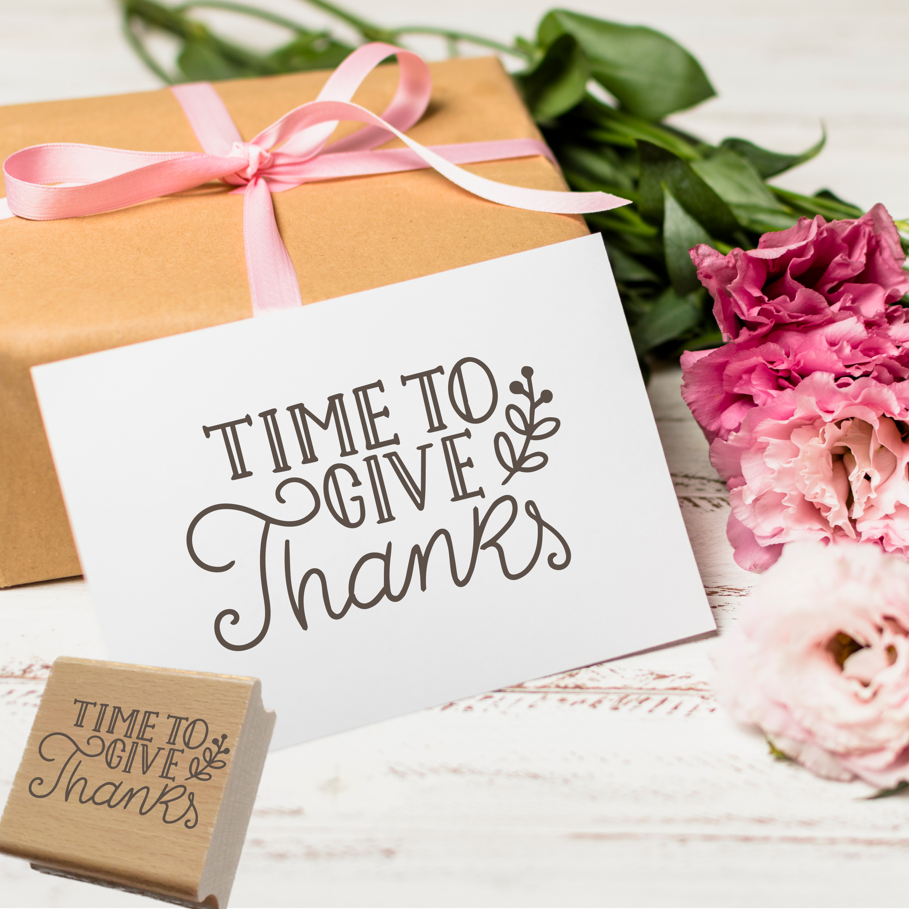 Thanksgiving Stempel „Time to Give Thanks“ | 4–10 cm