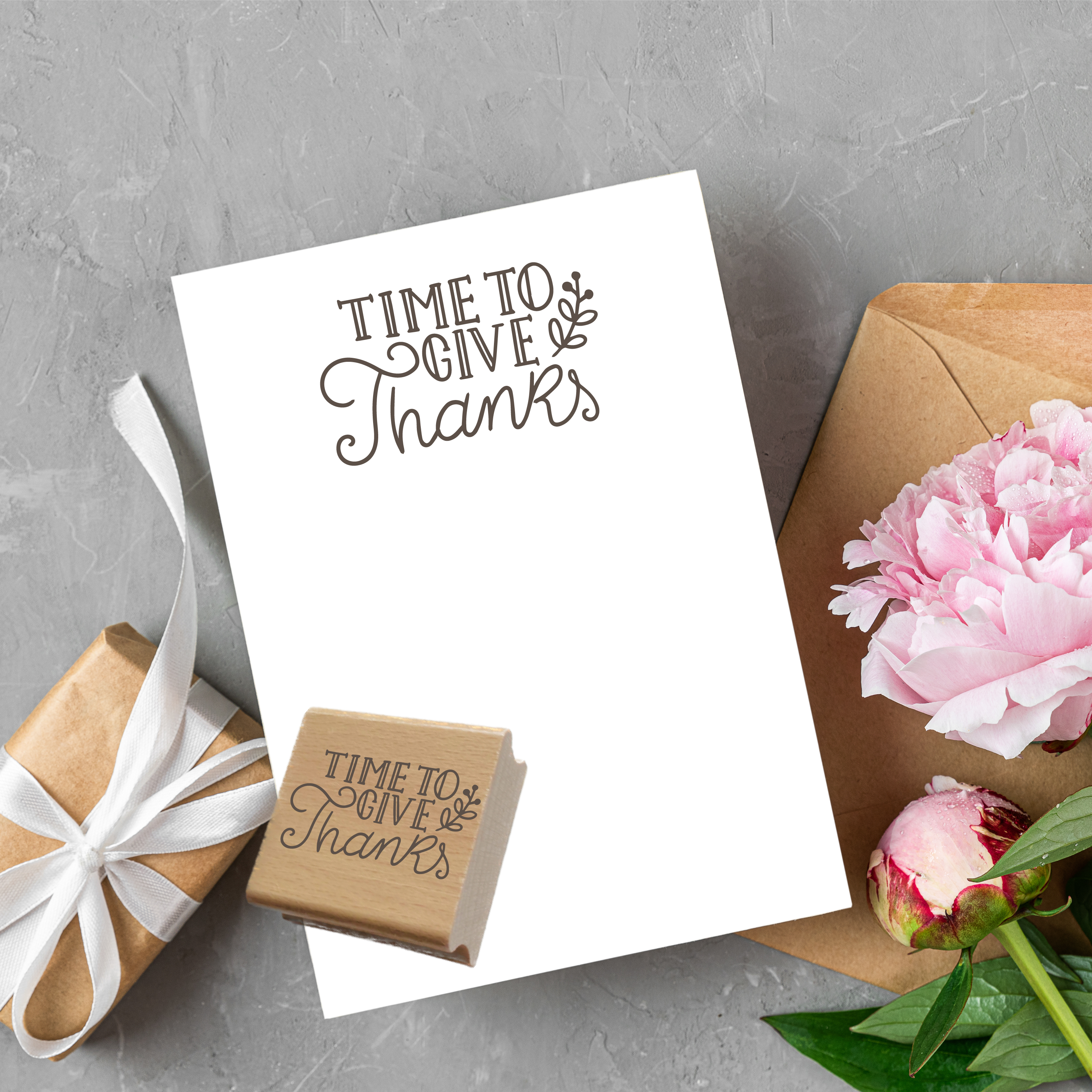Thanksgiving Stempel „Time to Give Thanks“ | 4–10 cm