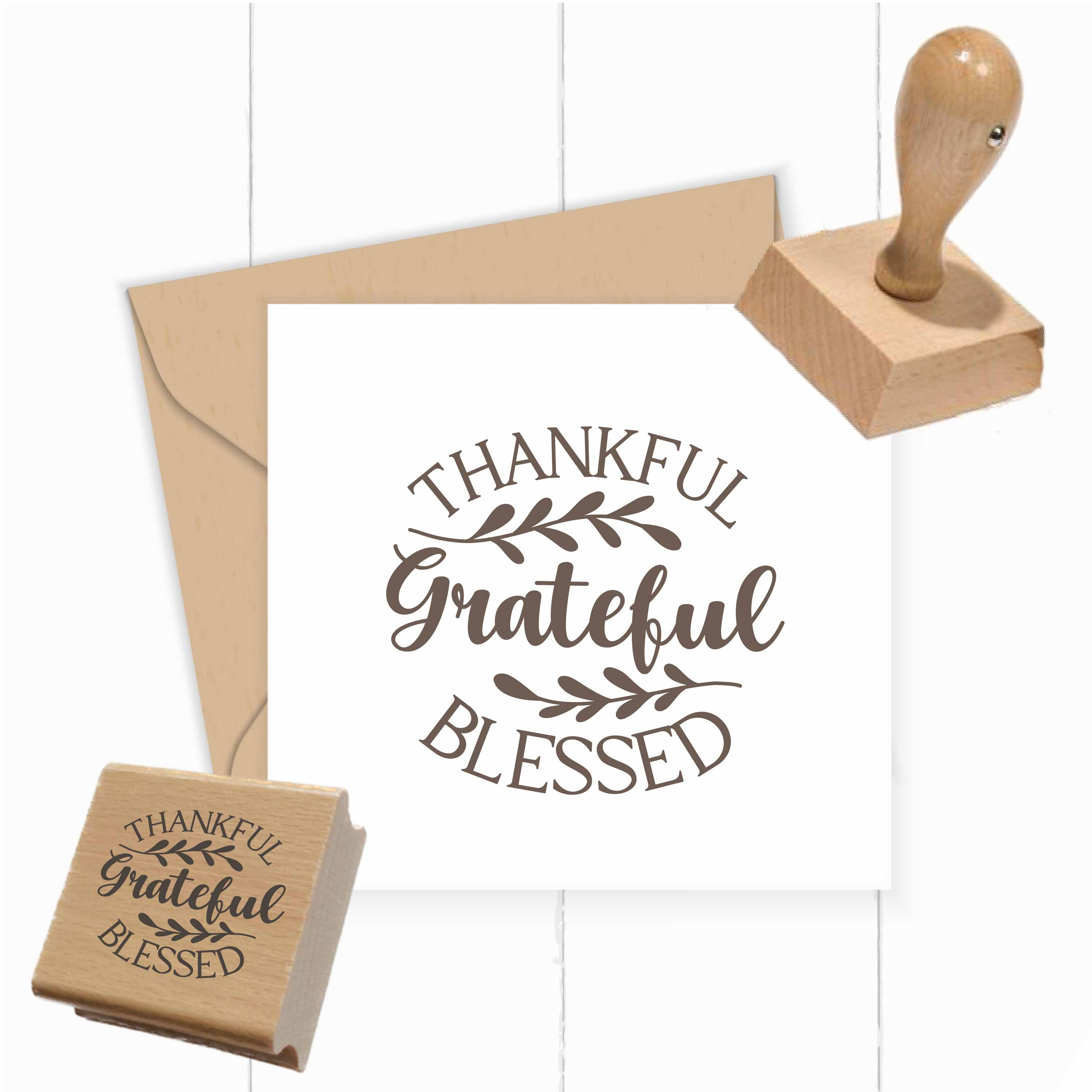 Thankful Grateful Blessed Stempel | Thanksgiving & Erntedank 4–10 cm