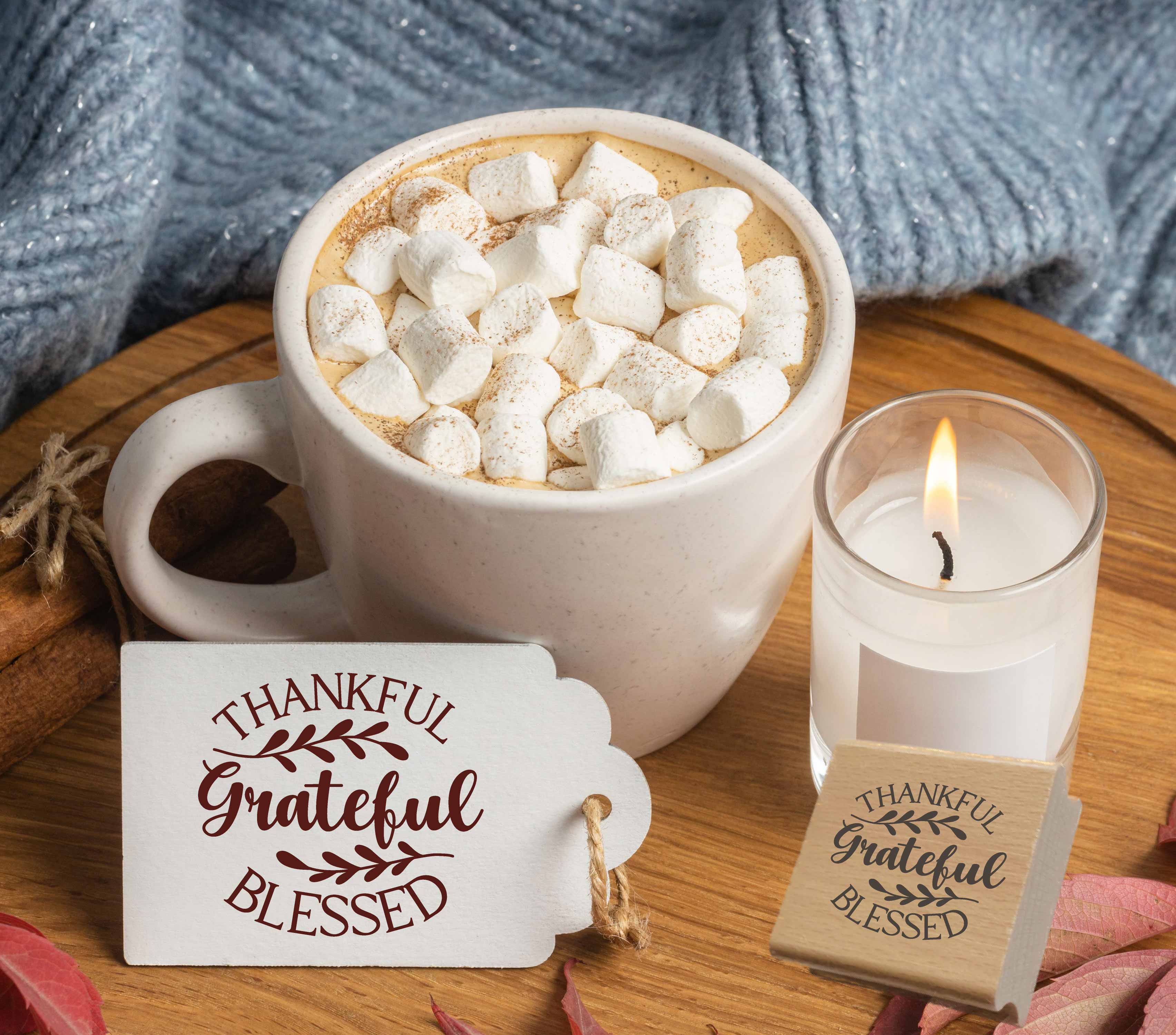 Thankful Grateful Blessed Stempel | Thanksgiving & Erntedank 4–10 cm
