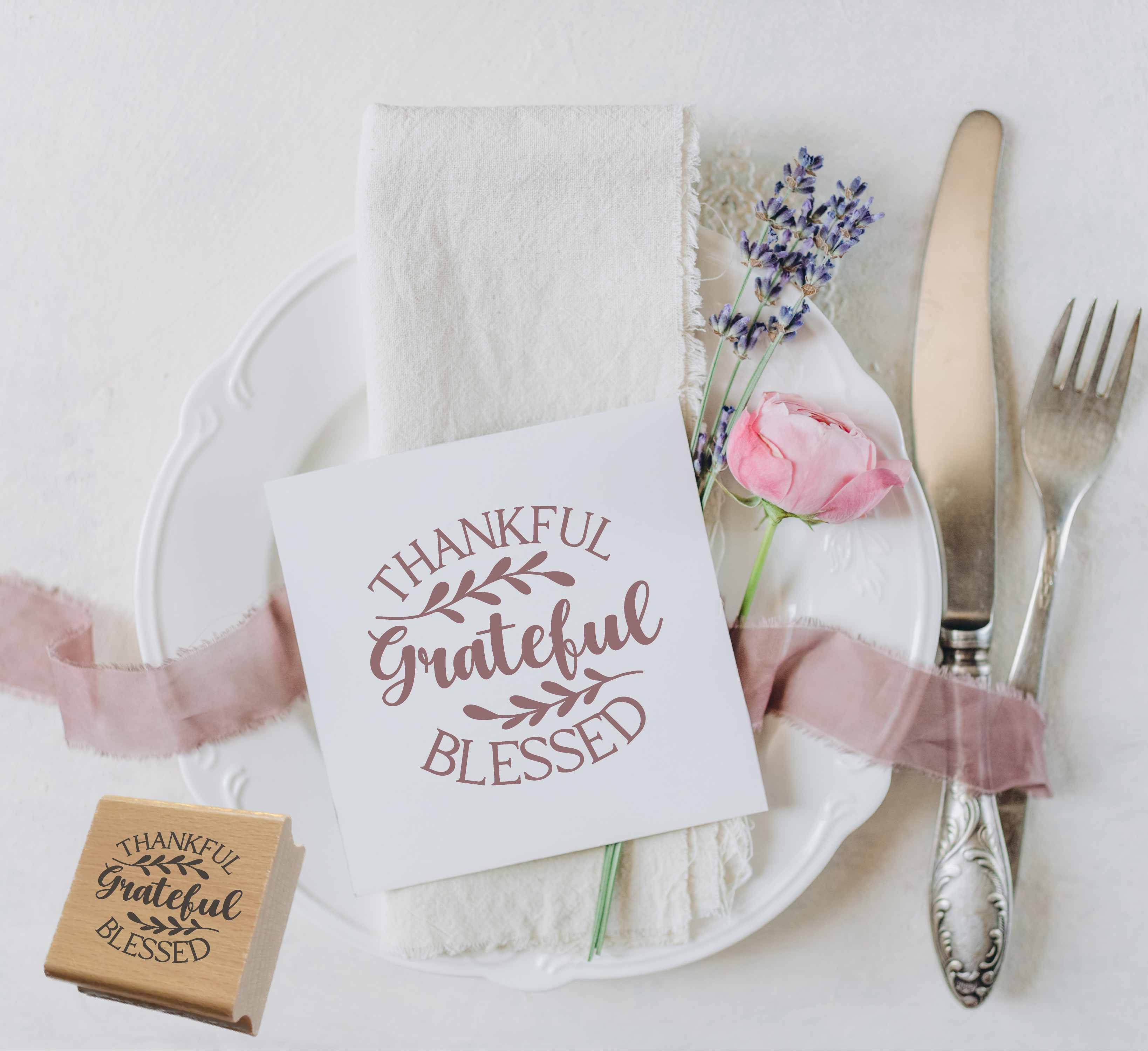 Thankful Grateful Blessed Stempel | Thanksgiving & Erntedank 4–10 cm