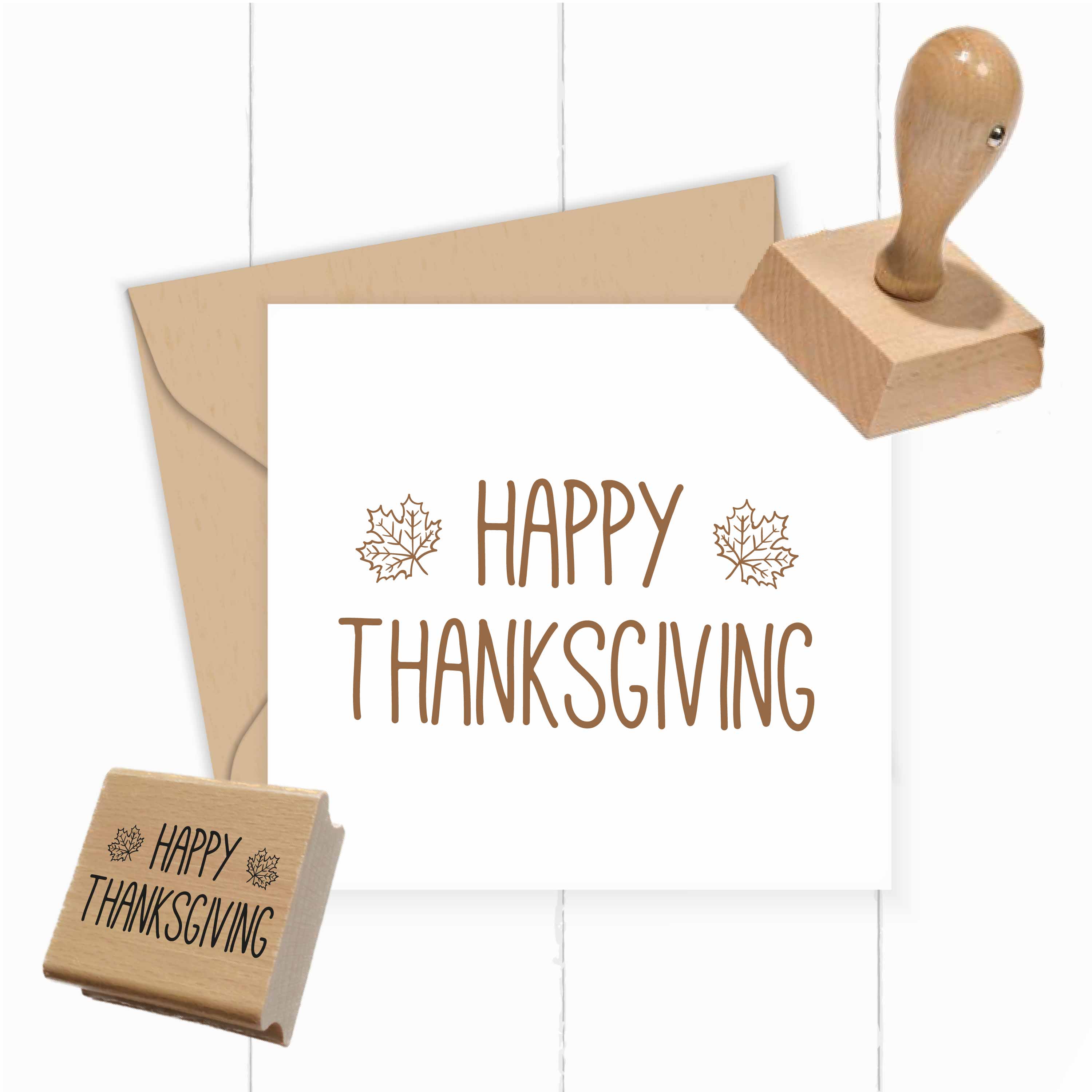 Happy Thanksgiving Stempel mit Ahornblättern | 4–10 cm - ST0800