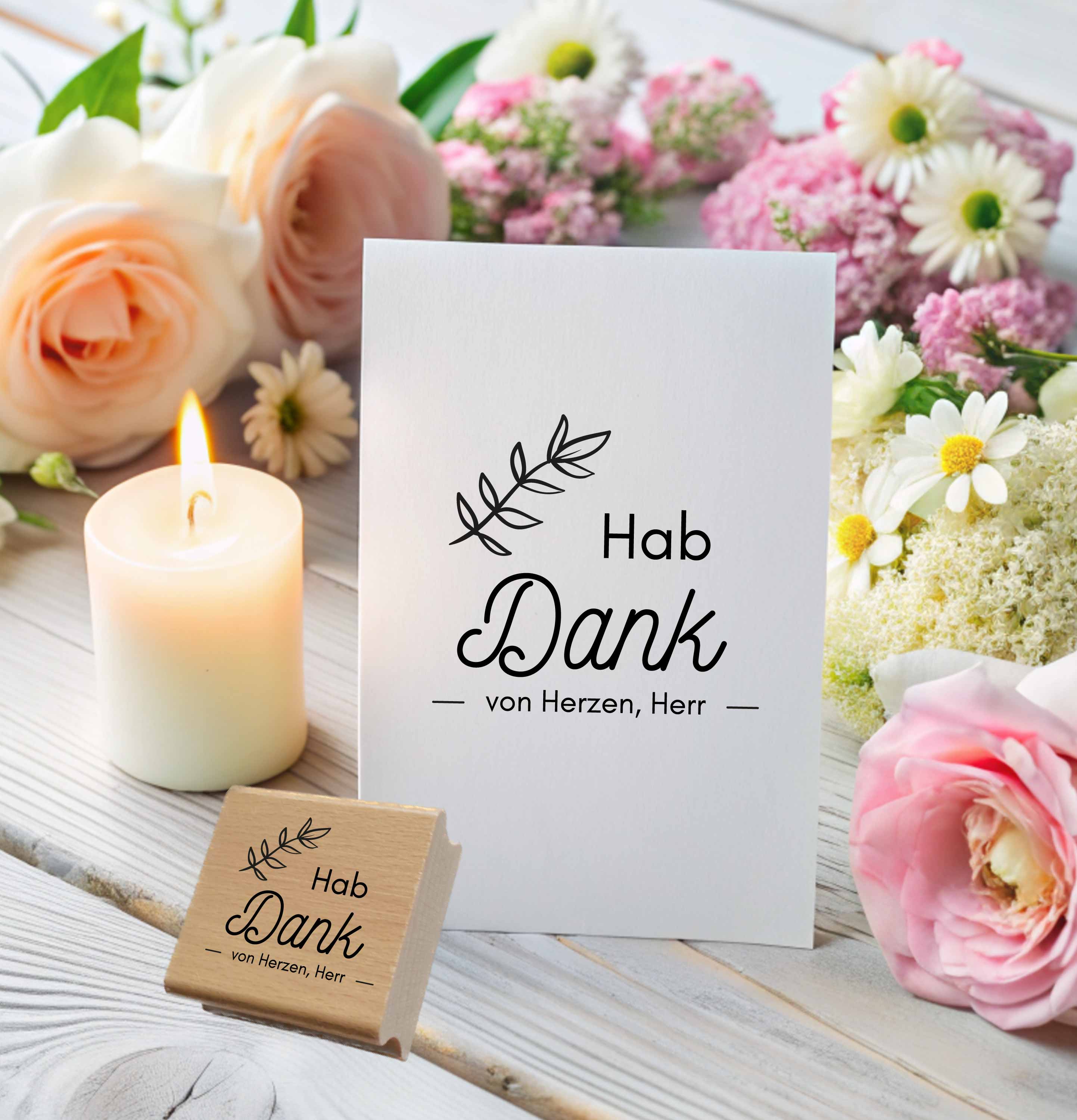 Christlicher Stempel „Hab Dank von Herzen, Herr“ | Erntedank 4–10 cm