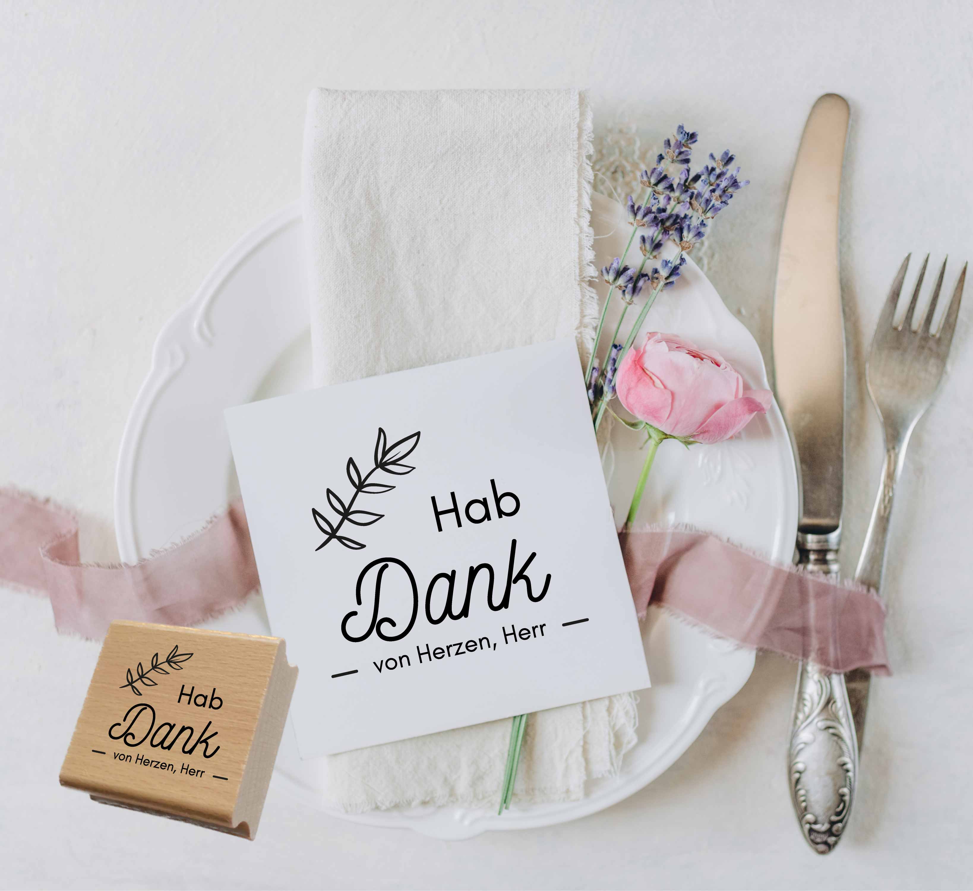 Christlicher Stempel „Hab Dank von Herzen, Herr“ | Erntedank 4–10 cm