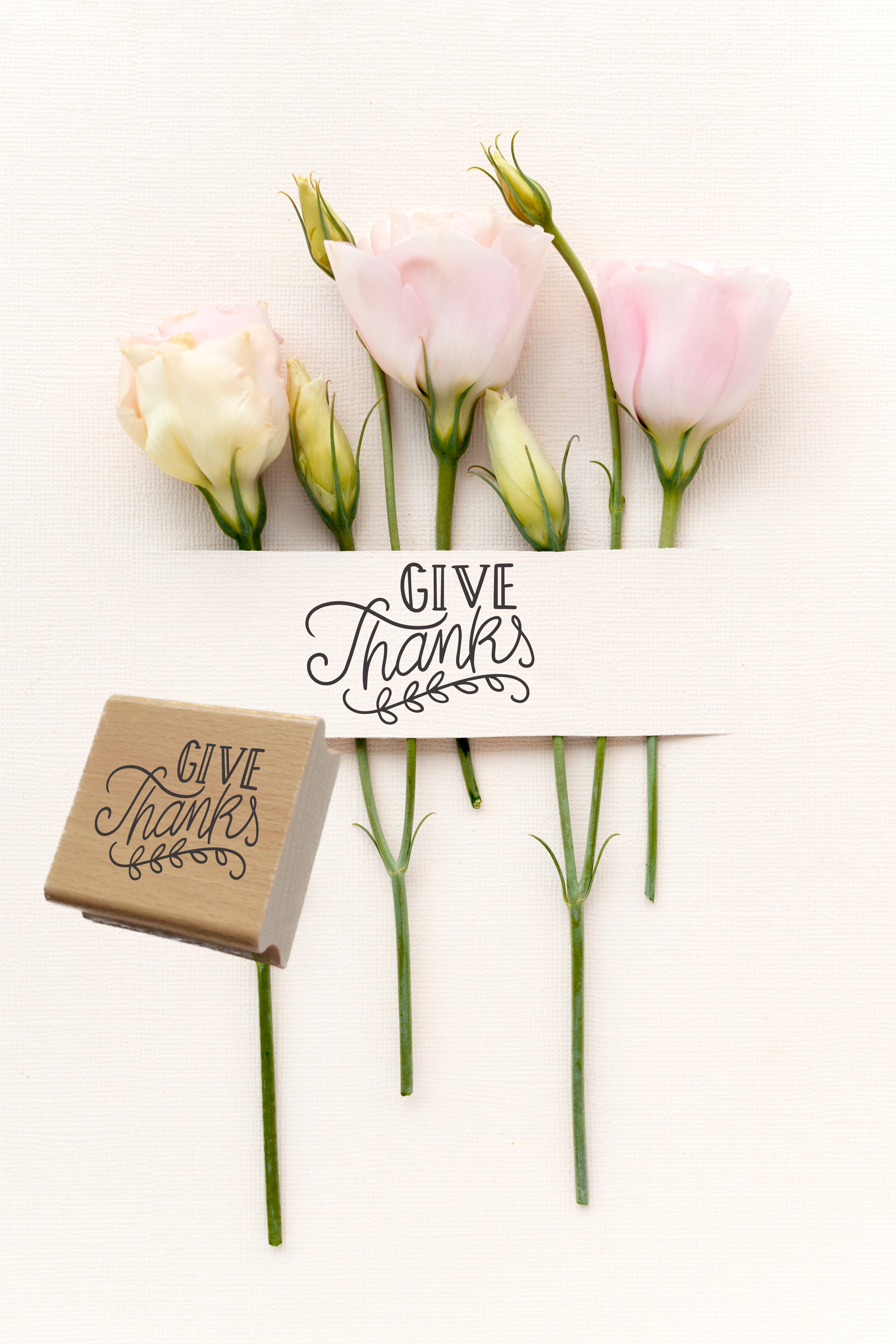 Give Thanks Stempel | Thanksgiving Spruchstempel 4–10 cm