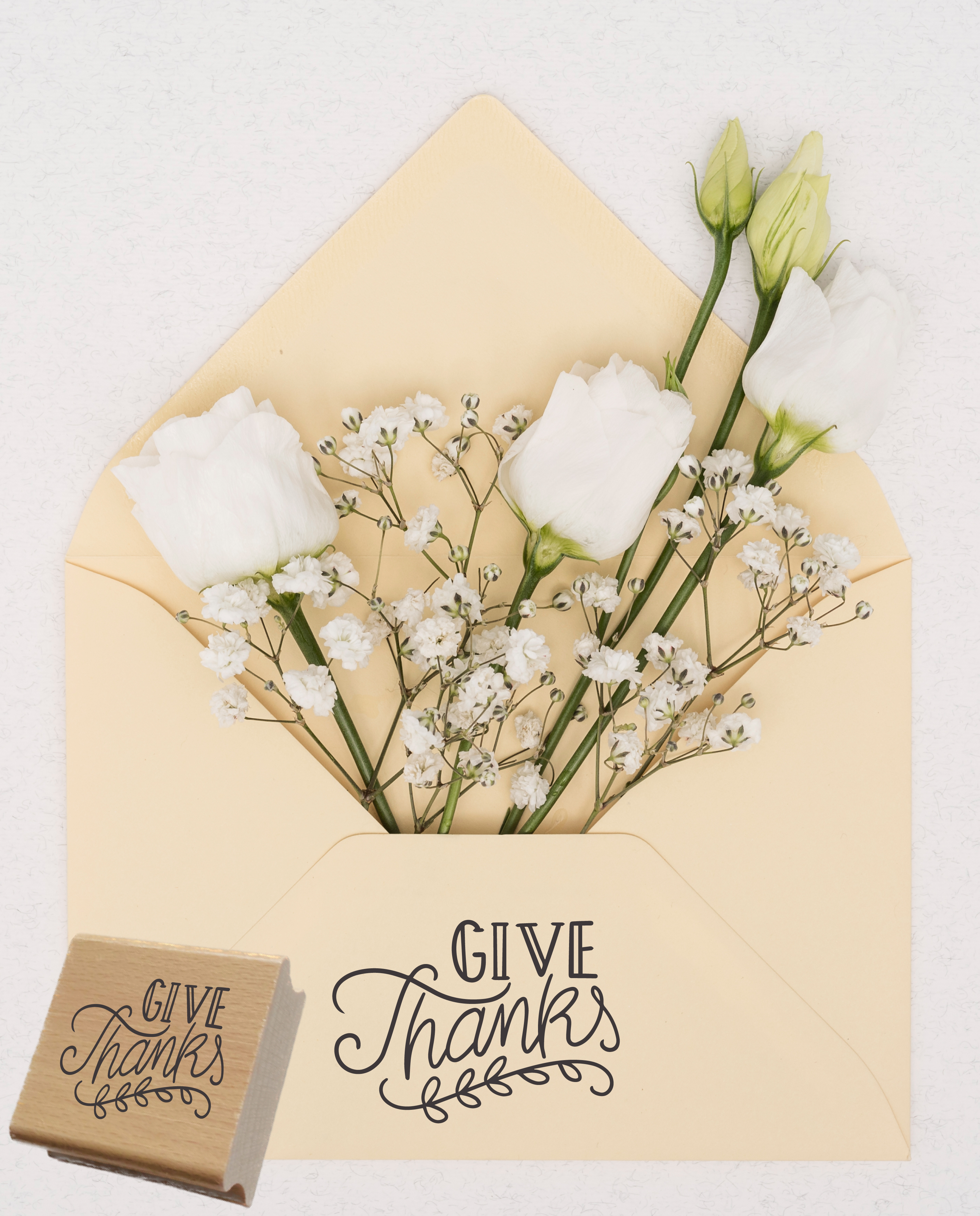 Give Thanks Stempel | Thanksgiving Spruchstempel 4–10 cm