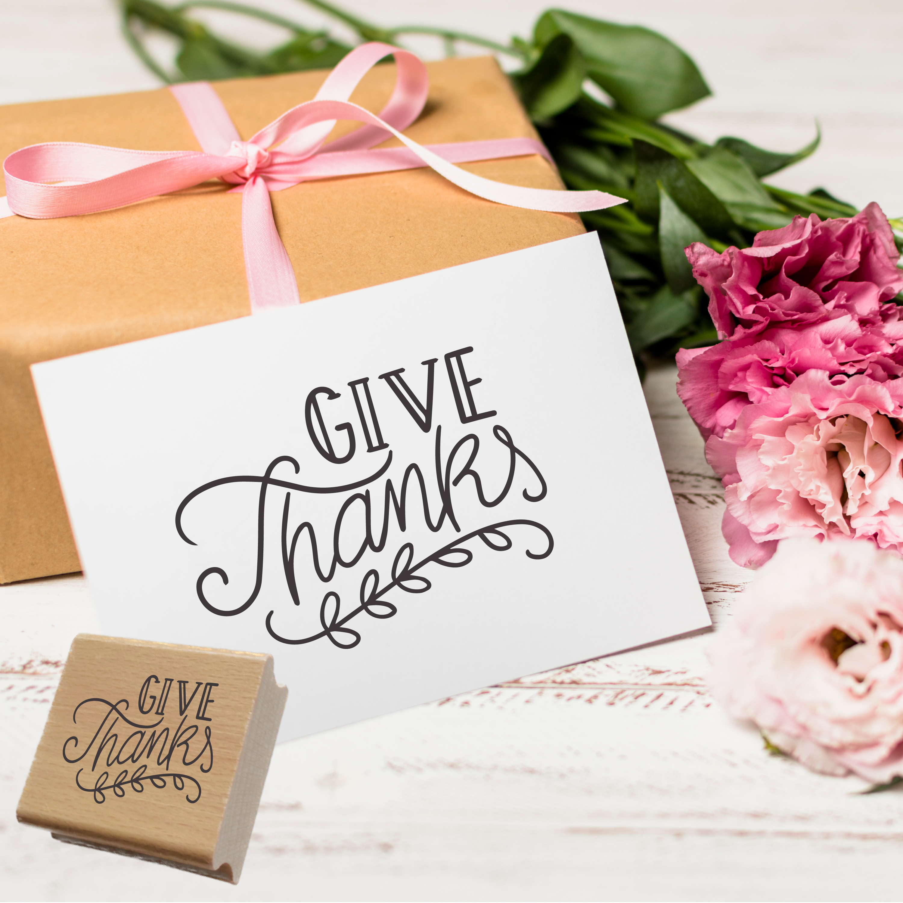 Give Thanks Stempel | Thanksgiving Spruchstempel 4–10 cm