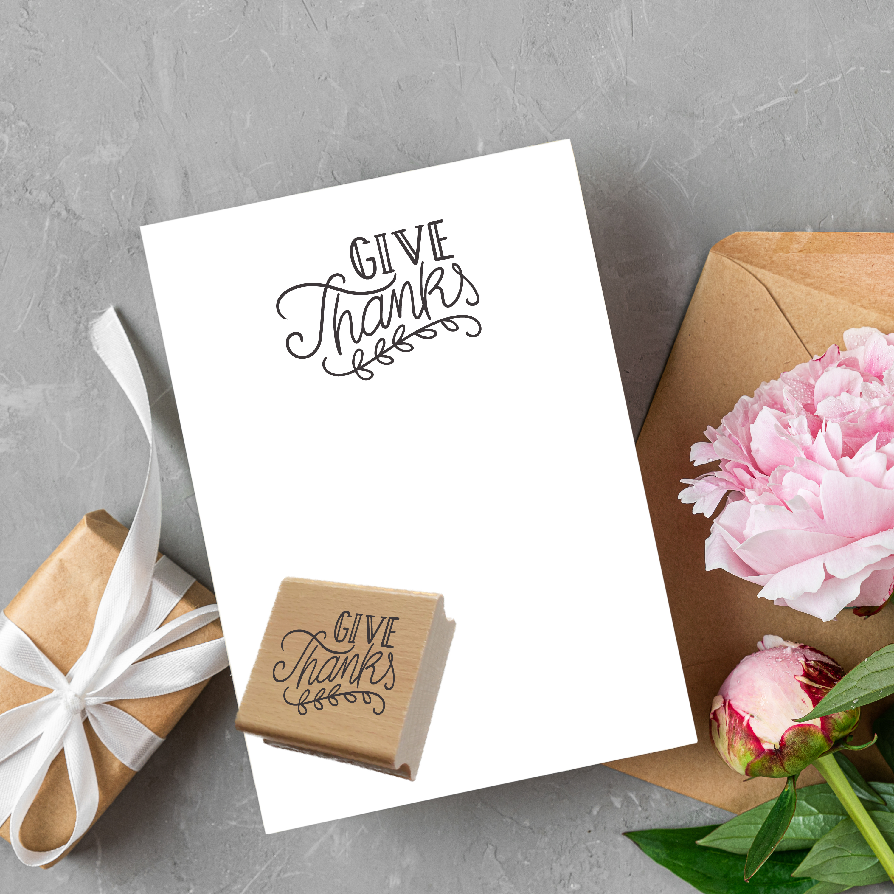 Give Thanks Stempel | Thanksgiving Spruchstempel 4–10 cm