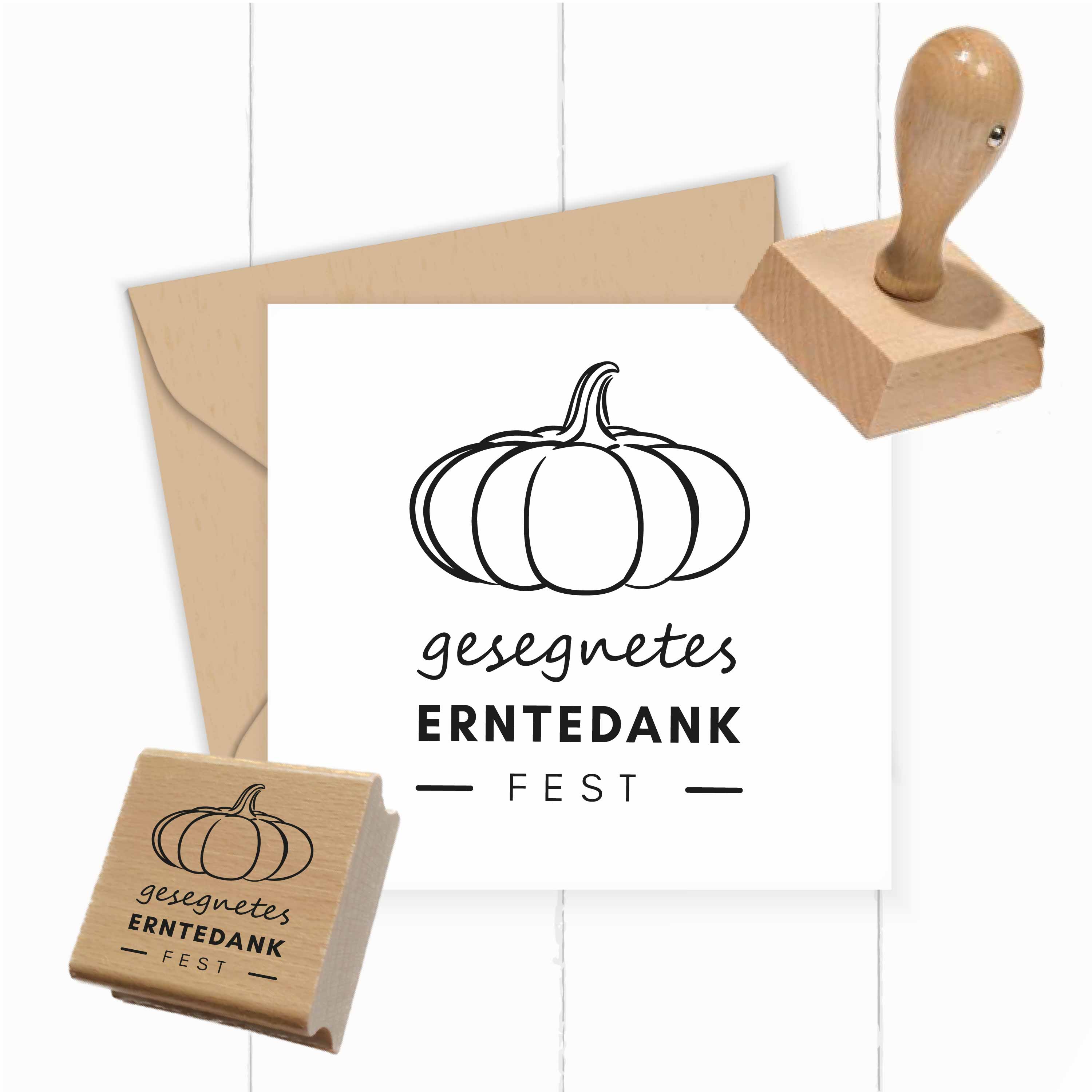 Erntedank Stempel „Gesegnetes Erntedankfest“ mit Kürbis | 4–10 cm - ST0804