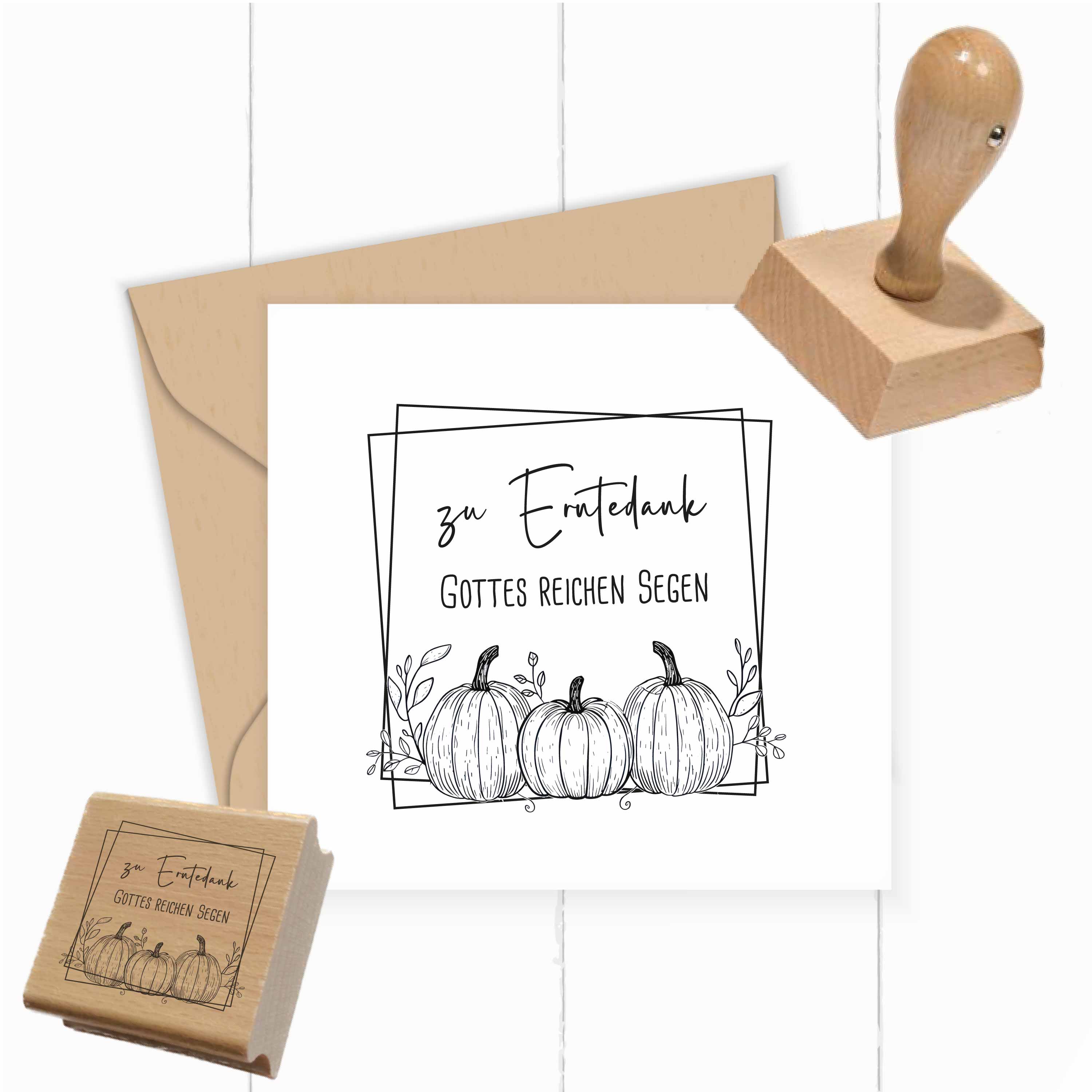 Erntedank Stempel „Zu Erntedank Gottes reichen Segen“ | 4–10 cm - ST0806